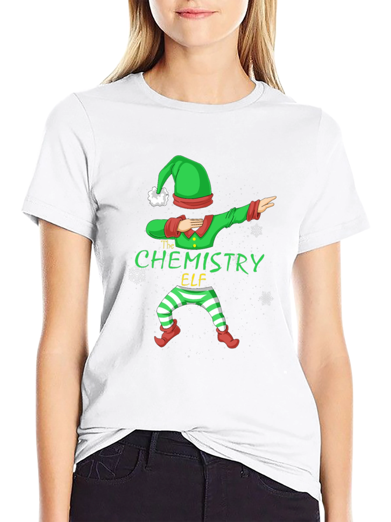 Chemistry Elf Dabbing T-Shirt - Festive Holiday Apparel