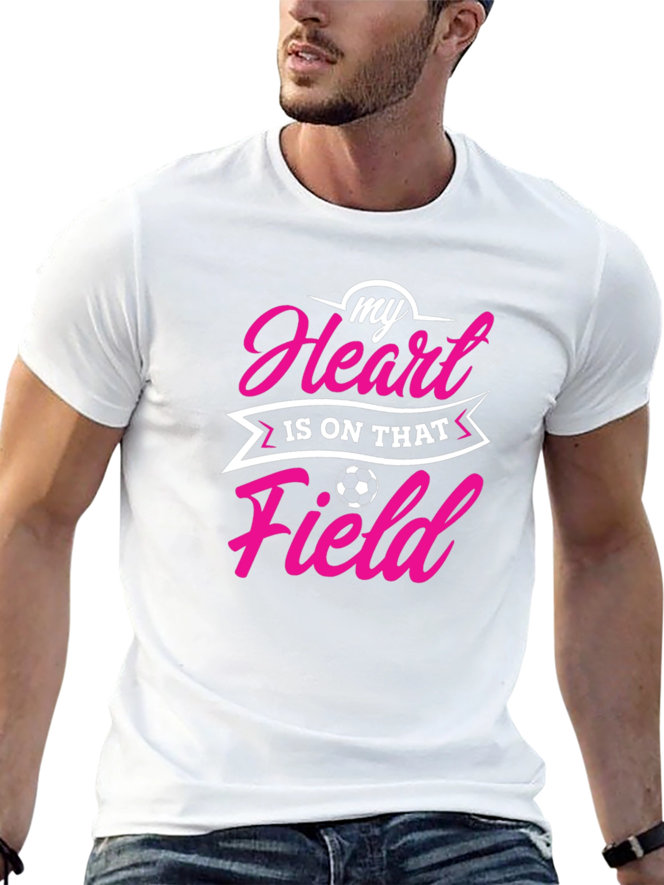 Soccer Heart Field Graphic Tee - Black Cotton Shirt