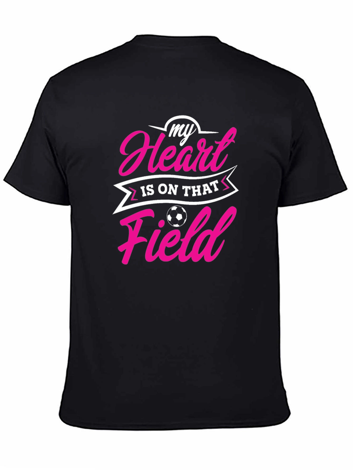 Soccer Heart Field Graphic Tee - Black Cotton Shirt