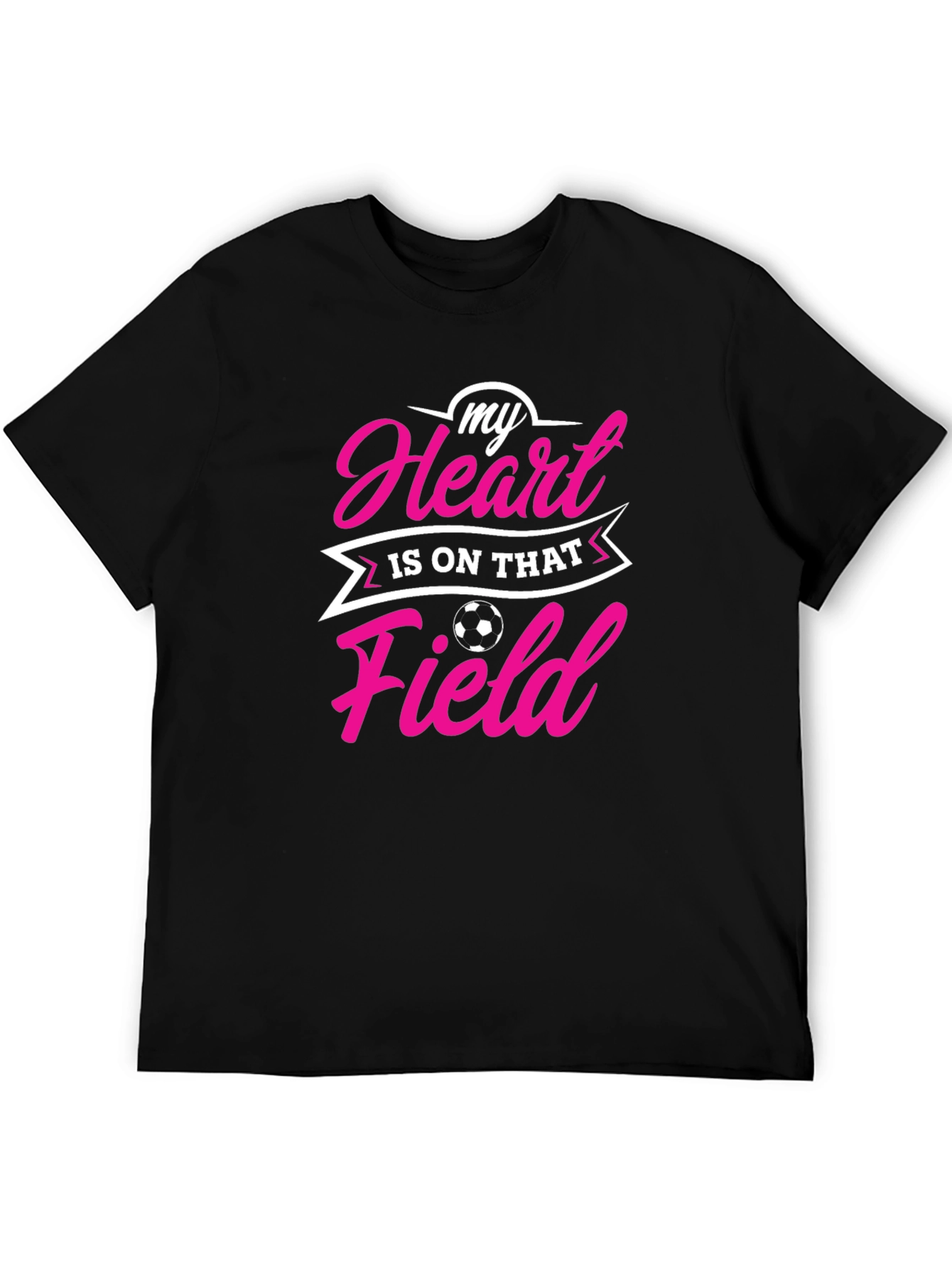 Soccer Heart Field Graphic Tee - Black Cotton Shirt
