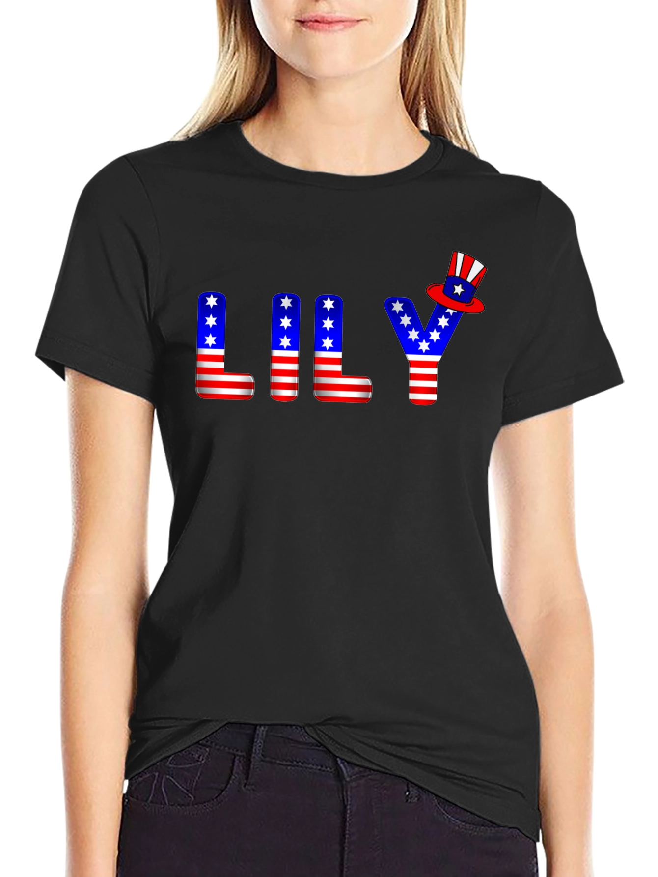 Patriotic LILY T-Shirt USA Flag Inspired Design