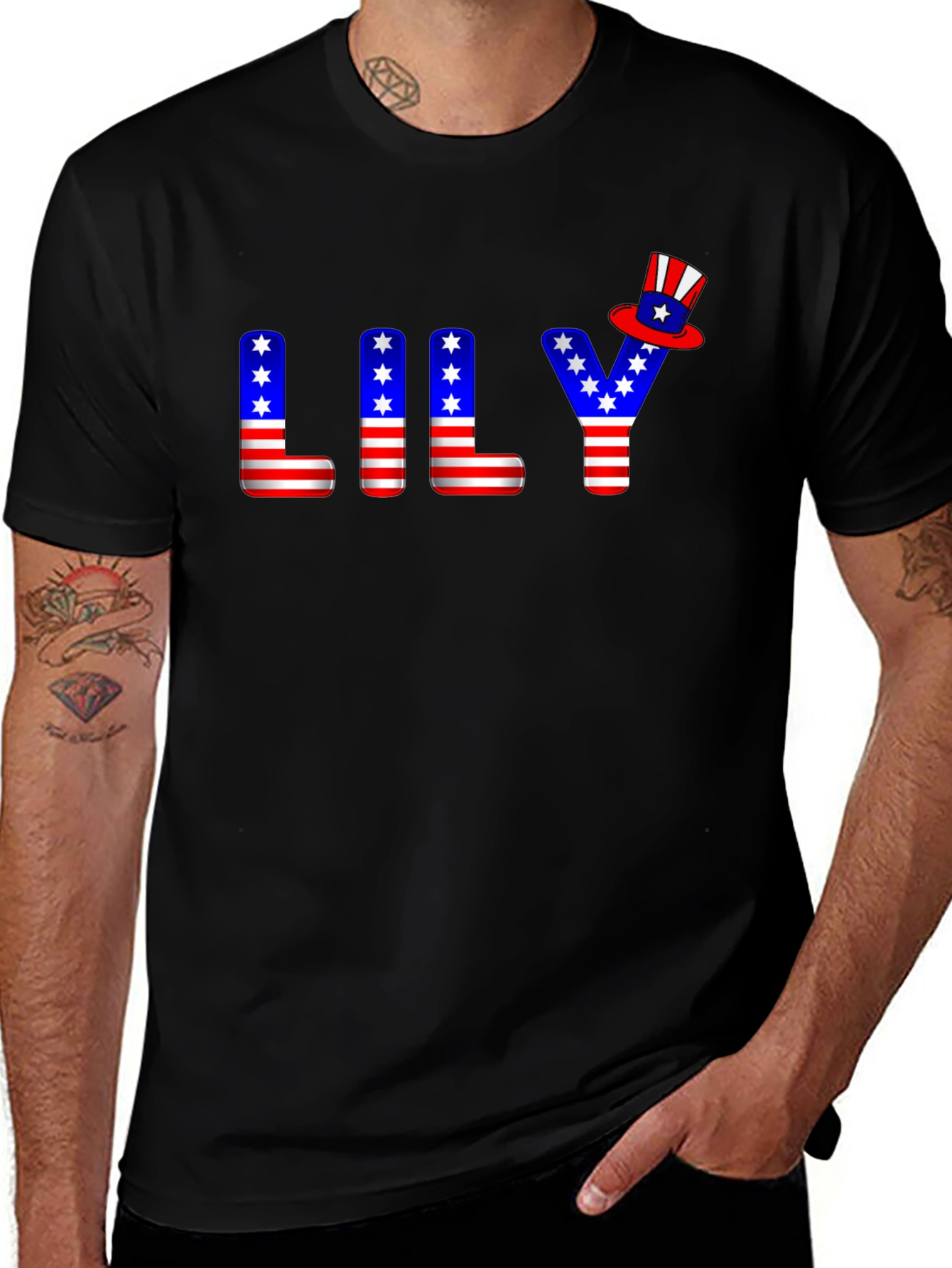 Patriotic LILY T-Shirt USA Flag Inspired Design