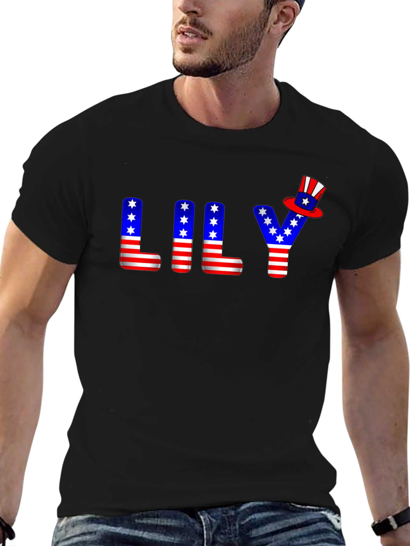 Patriotic LILY T-Shirt USA Flag Inspired Design