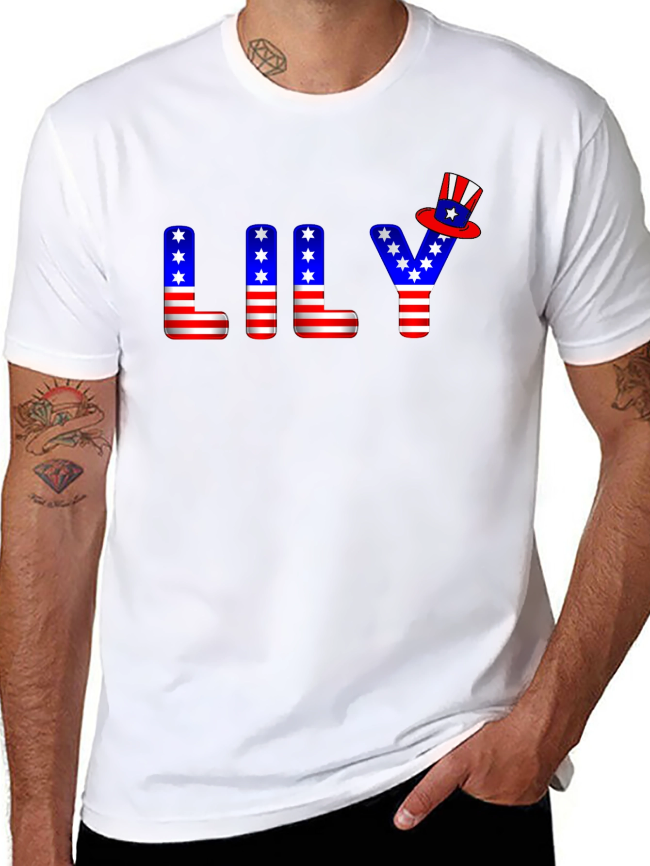 Patriotic LILY T-Shirt USA Flag Inspired Design