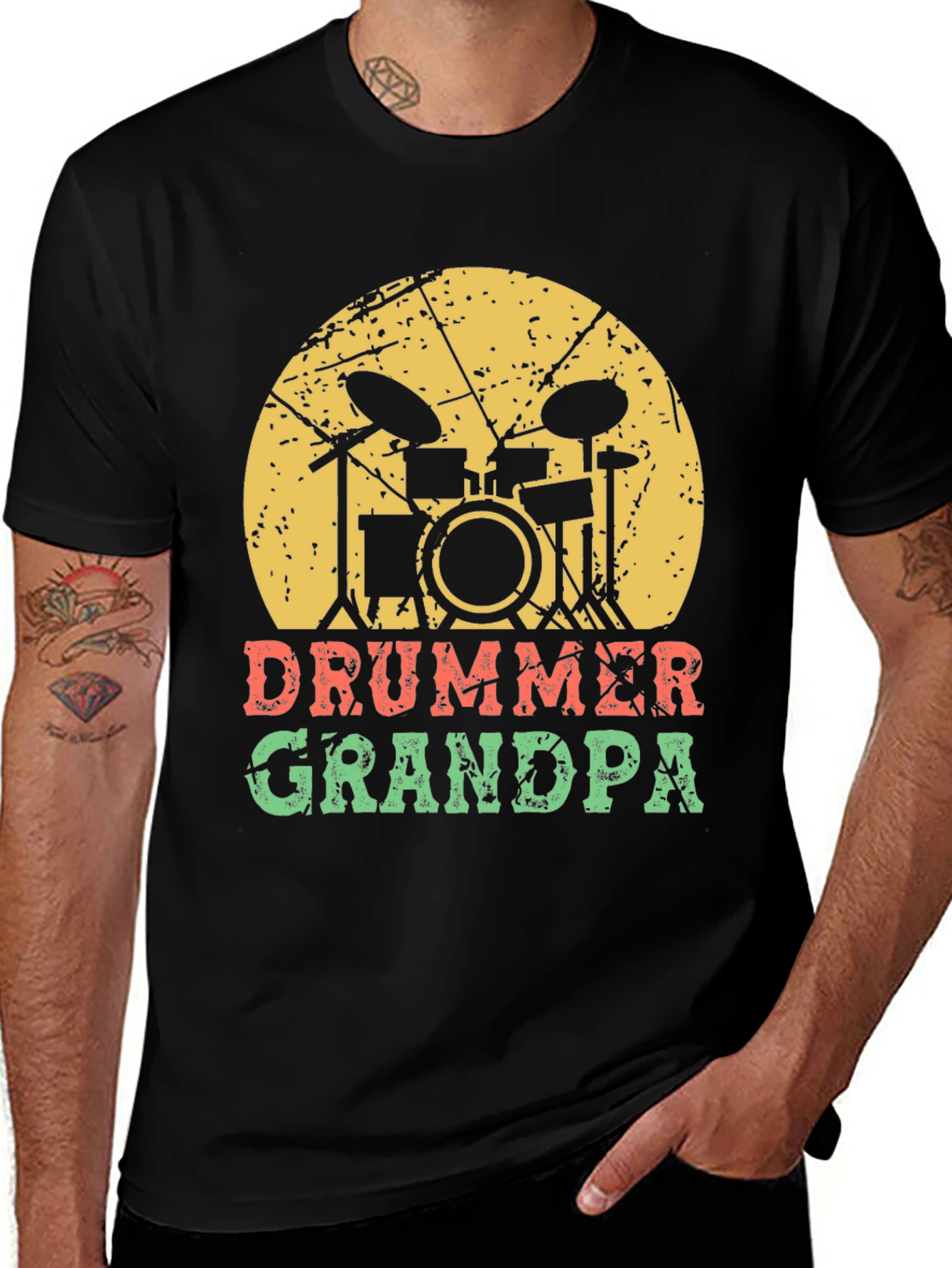 Drummer Grandpa T-Shirt - Music Lover Gift