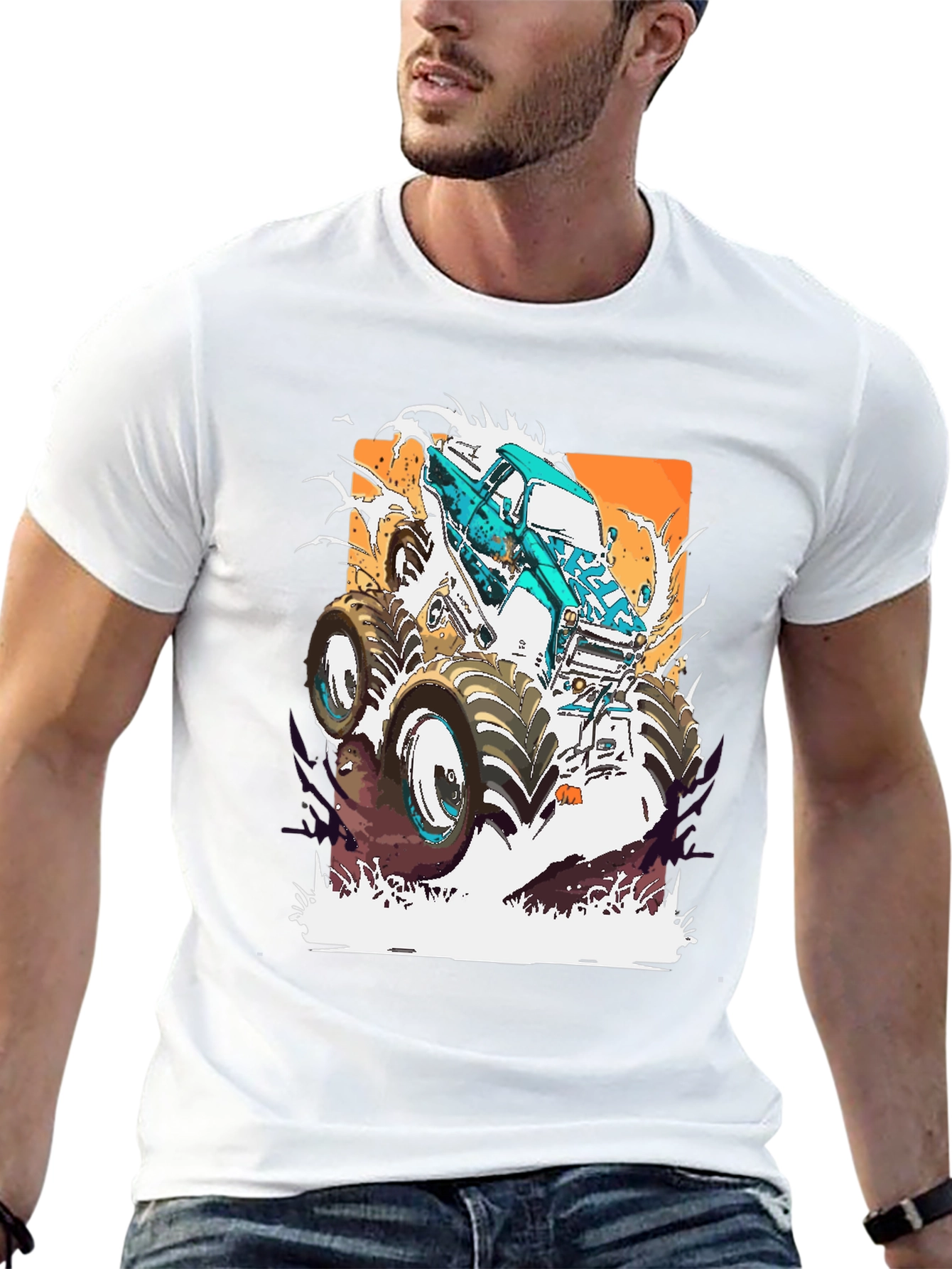 Monster Truck Graphic Tee - Bold Black Cotton Shirt