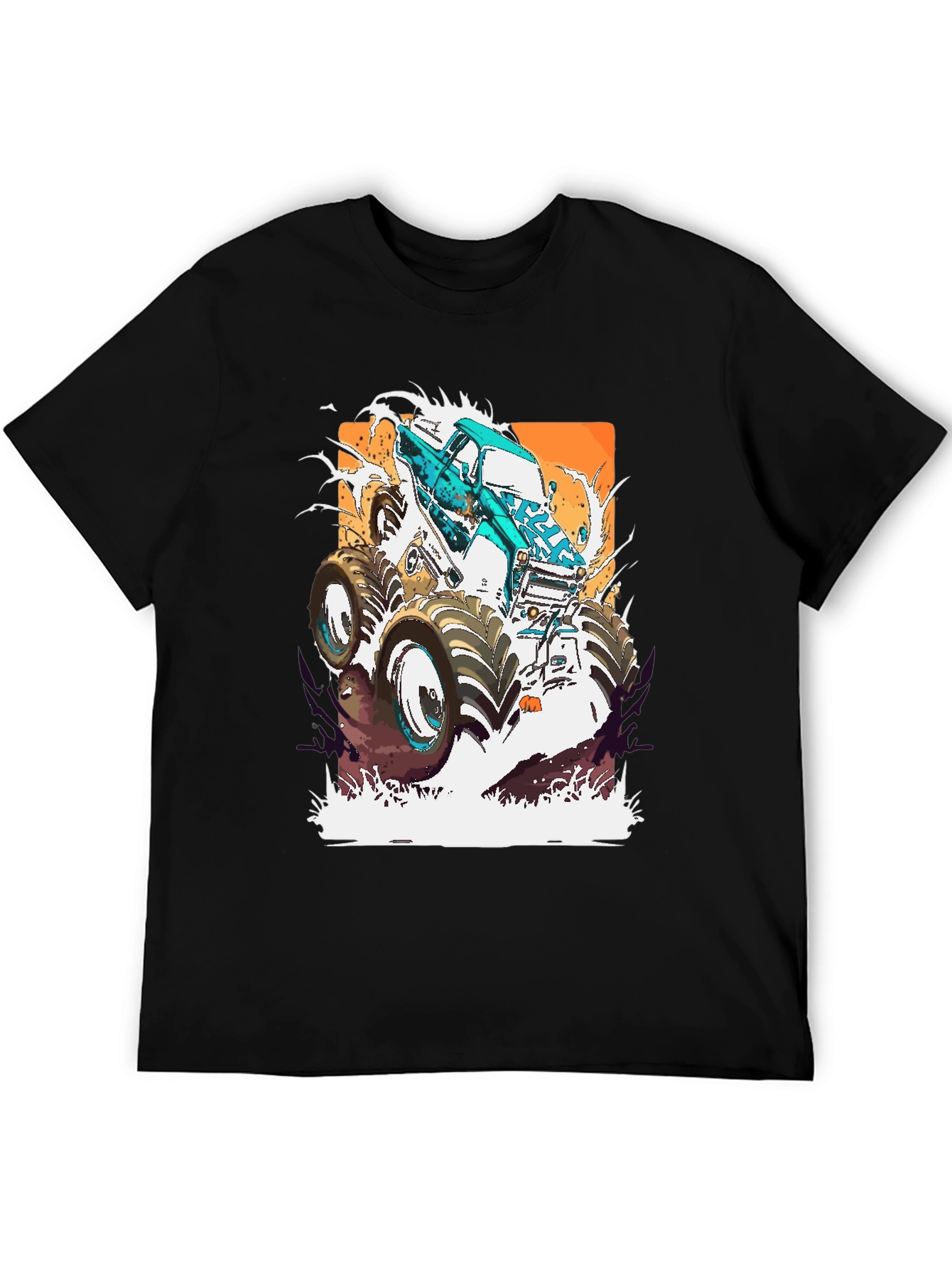 Monster Truck Graphic Tee - Bold Black Cotton Shirt