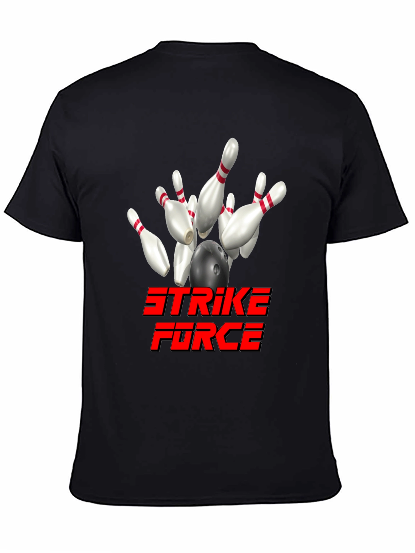 Strike Force Bowling T-Shirt - Black Cotton Blend