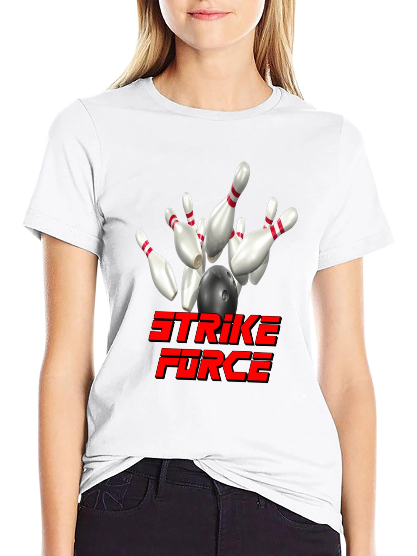 Strike Force Bowling T-Shirt - Black Cotton Blend