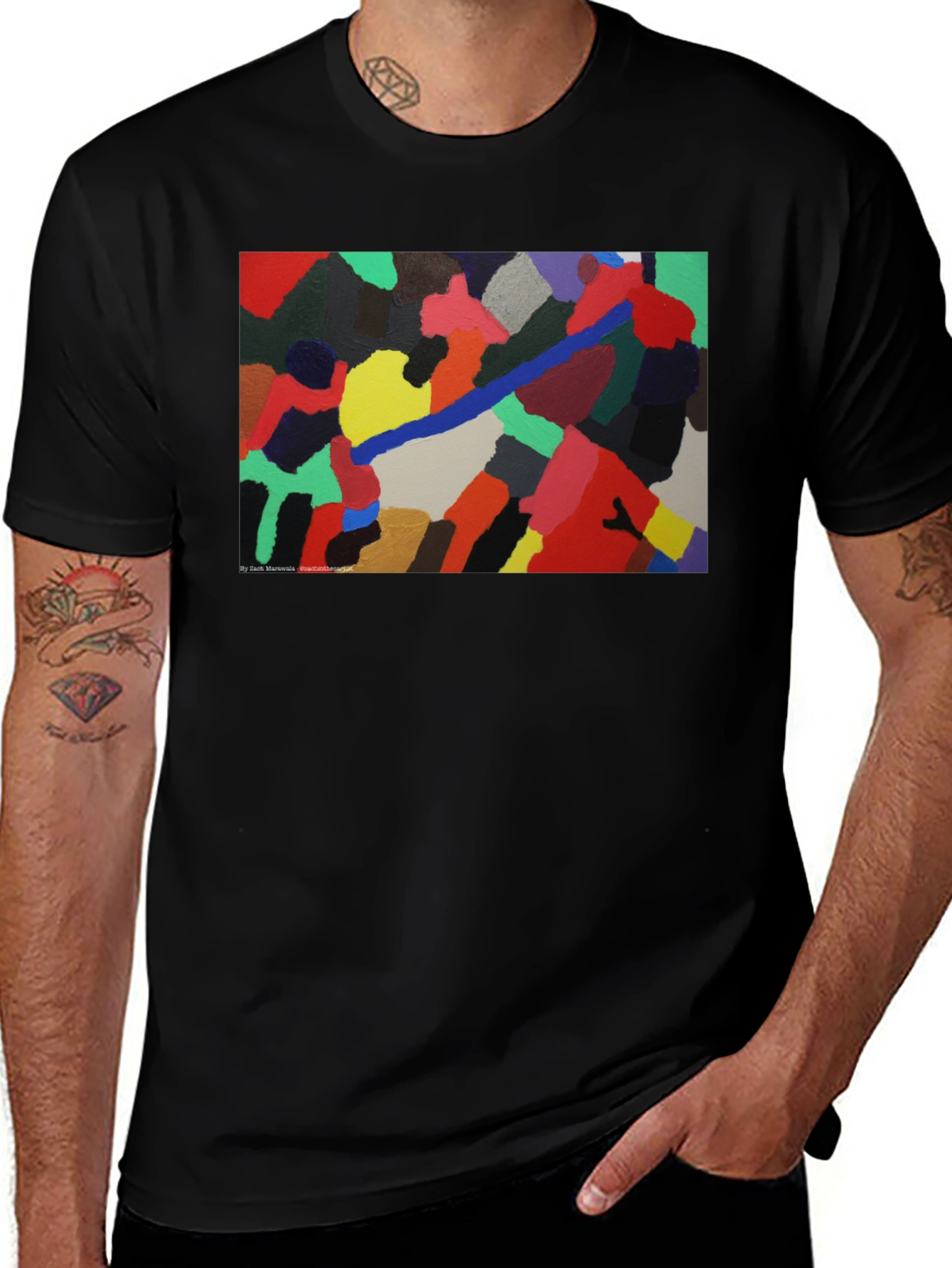 Abstract Art Print Black T-Shirt