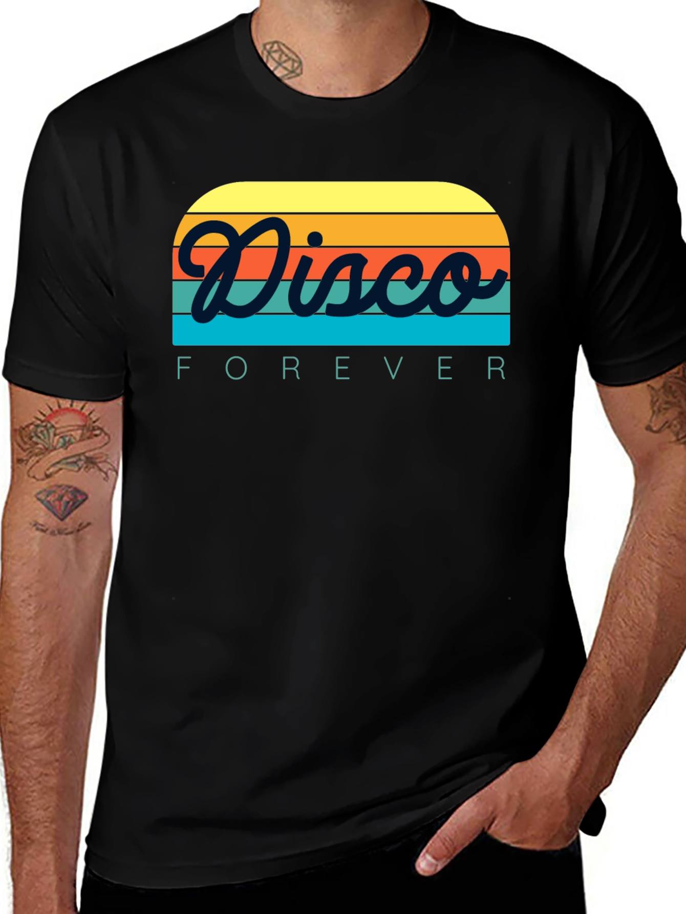 Retro Disco Forever Graphic T-Shirt - Black