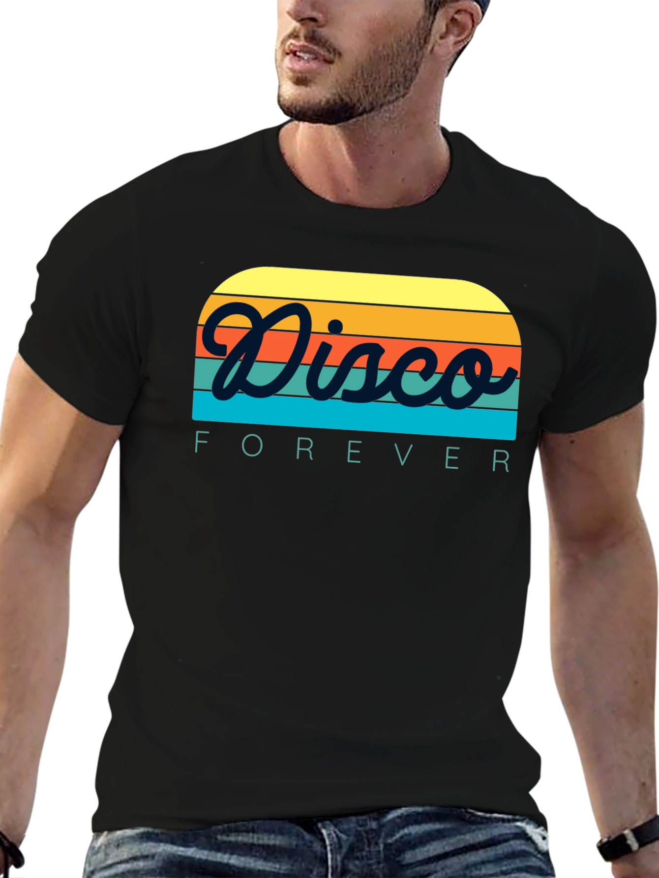 Retro Disco Forever Graphic T-Shirt - Black