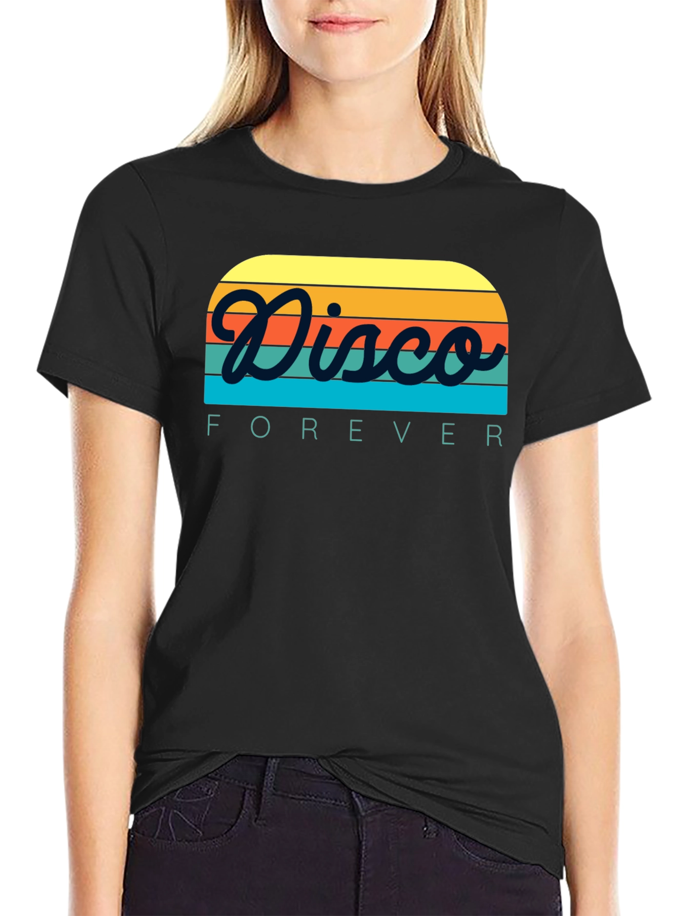 Retro Disco Forever Graphic T-Shirt - Black
