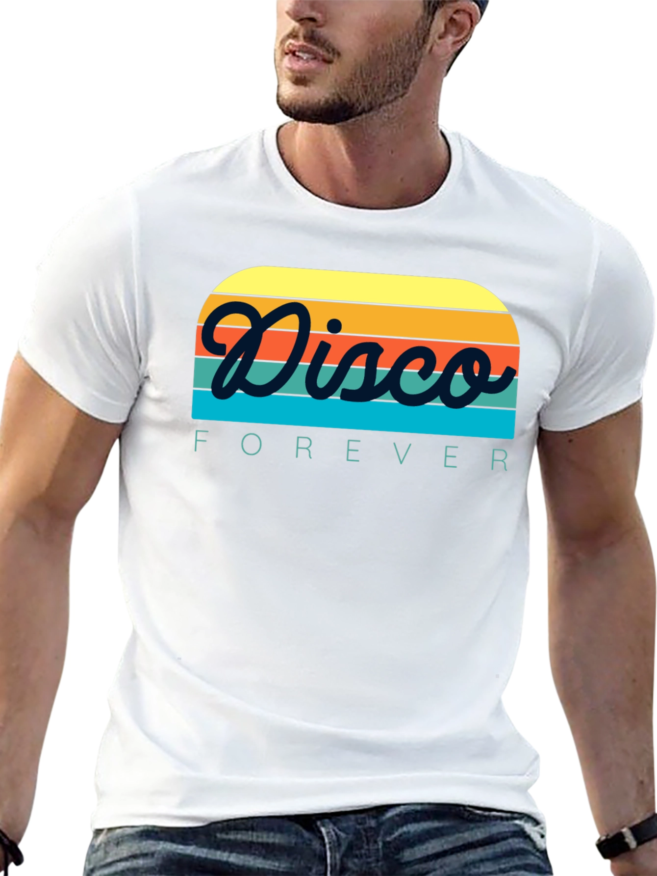 Retro Disco Forever Graphic T-Shirt - Black