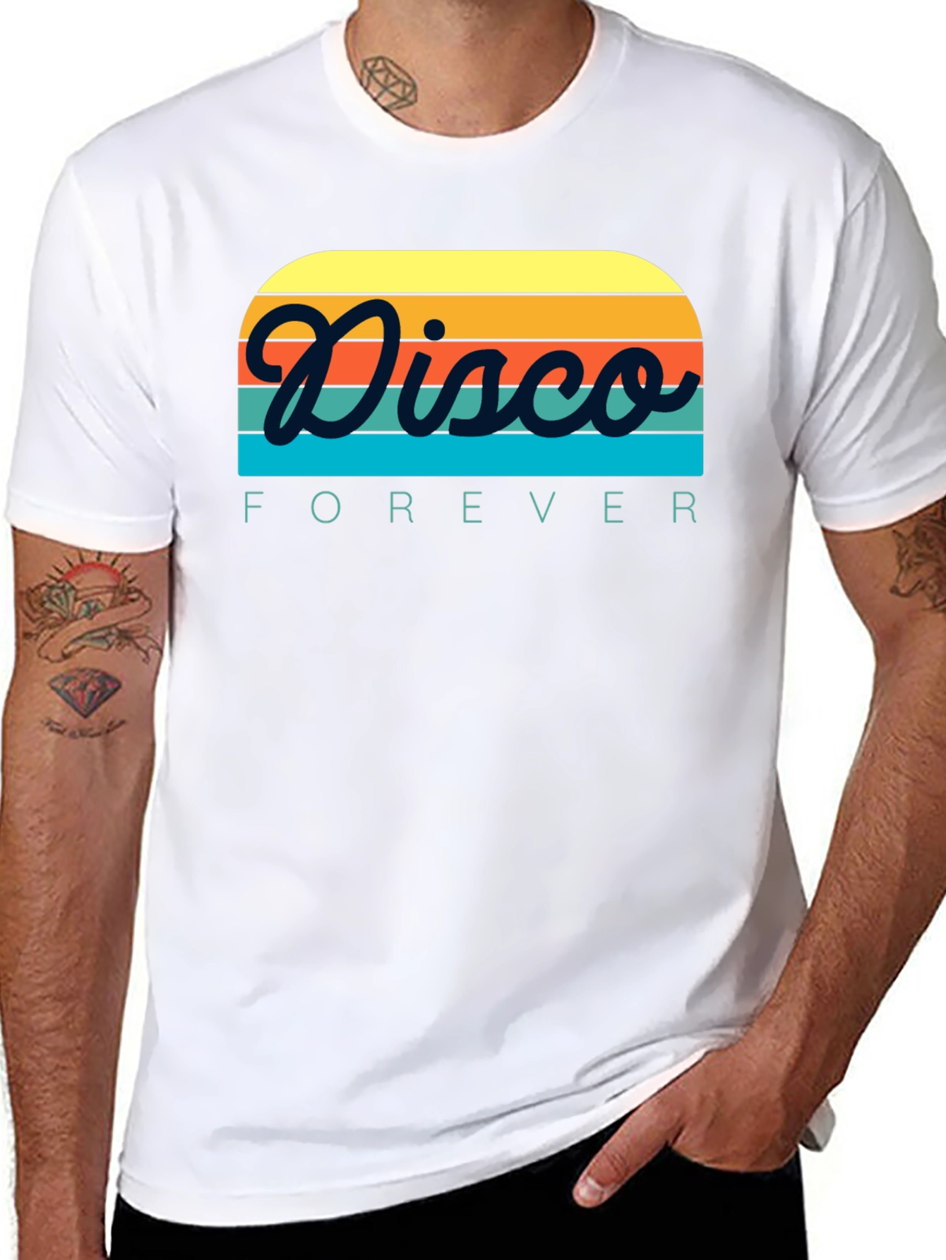 Retro Disco Forever Graphic T-Shirt - Black