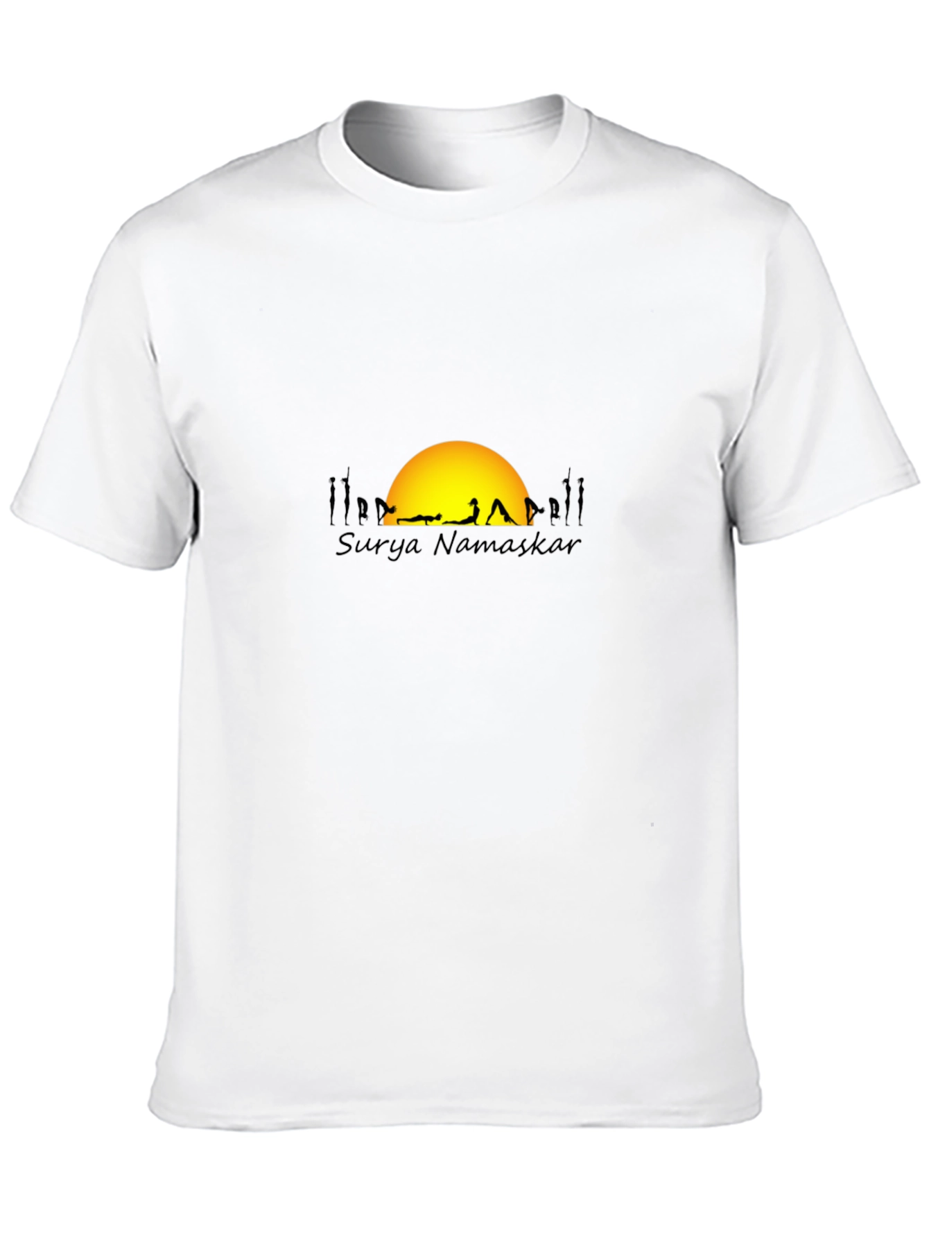 Surya Namaskar Black T-Shirt - Yoga & Sun Design