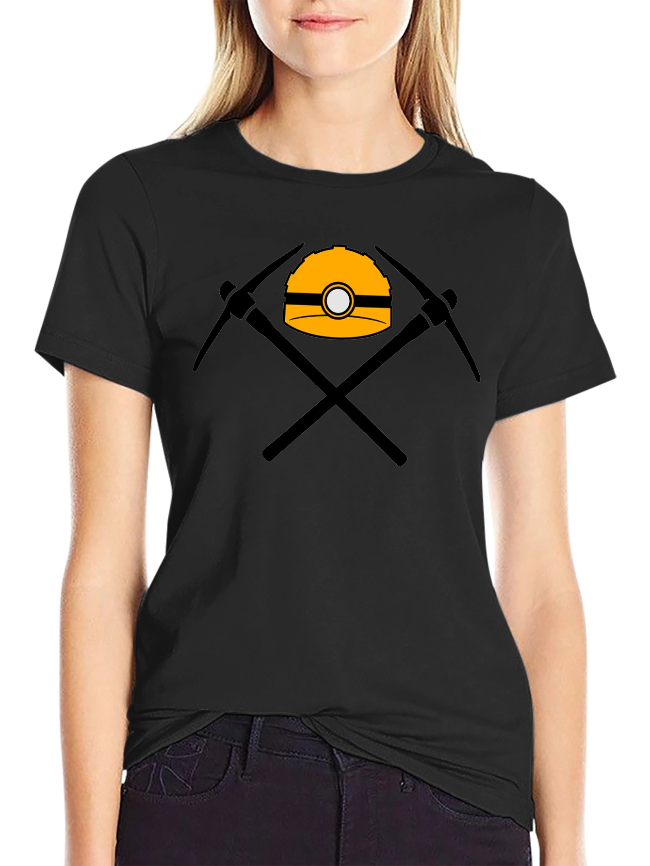 Miners Hard Hat & Pickaxes Graphic Tee - Black