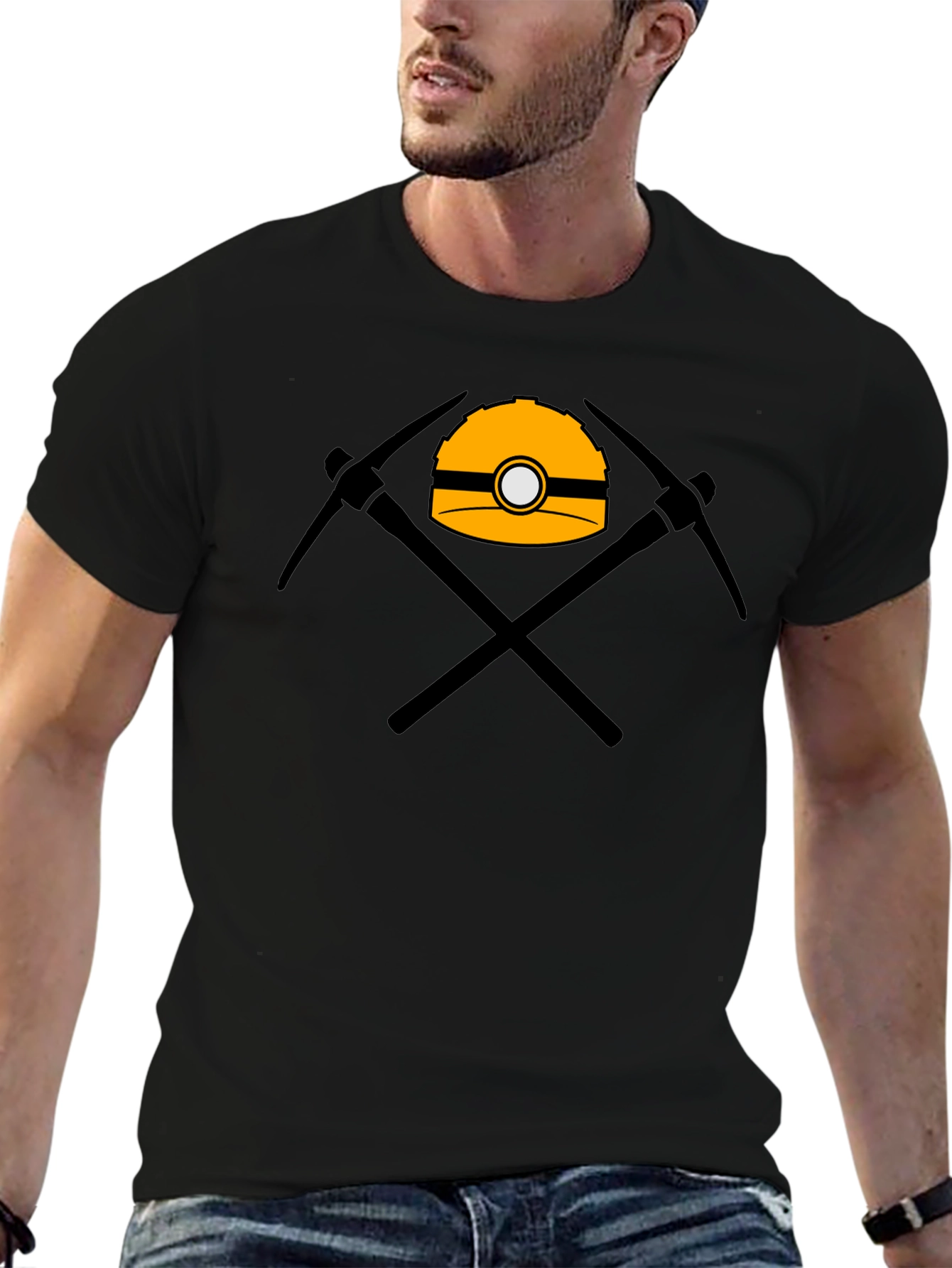 Miners Hard Hat & Pickaxes Graphic Tee - Black