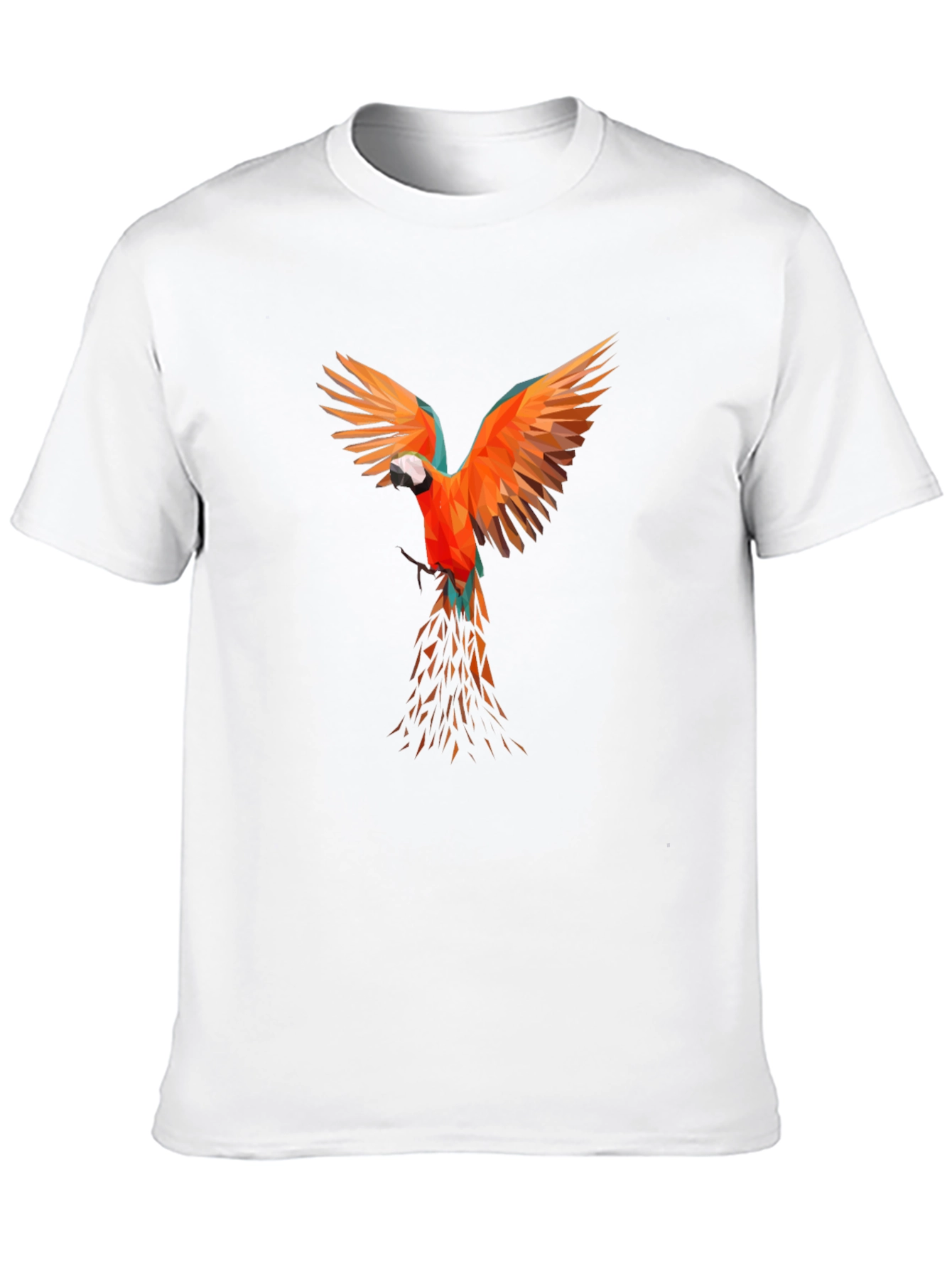 Geometric Parrot Print Black T-Shirt