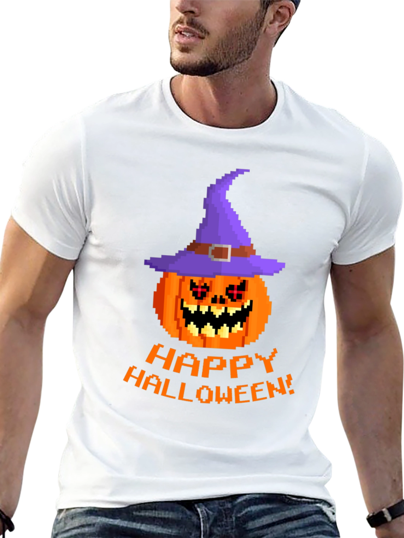 Pixel Art Pumpkin Halloween T-Shirt