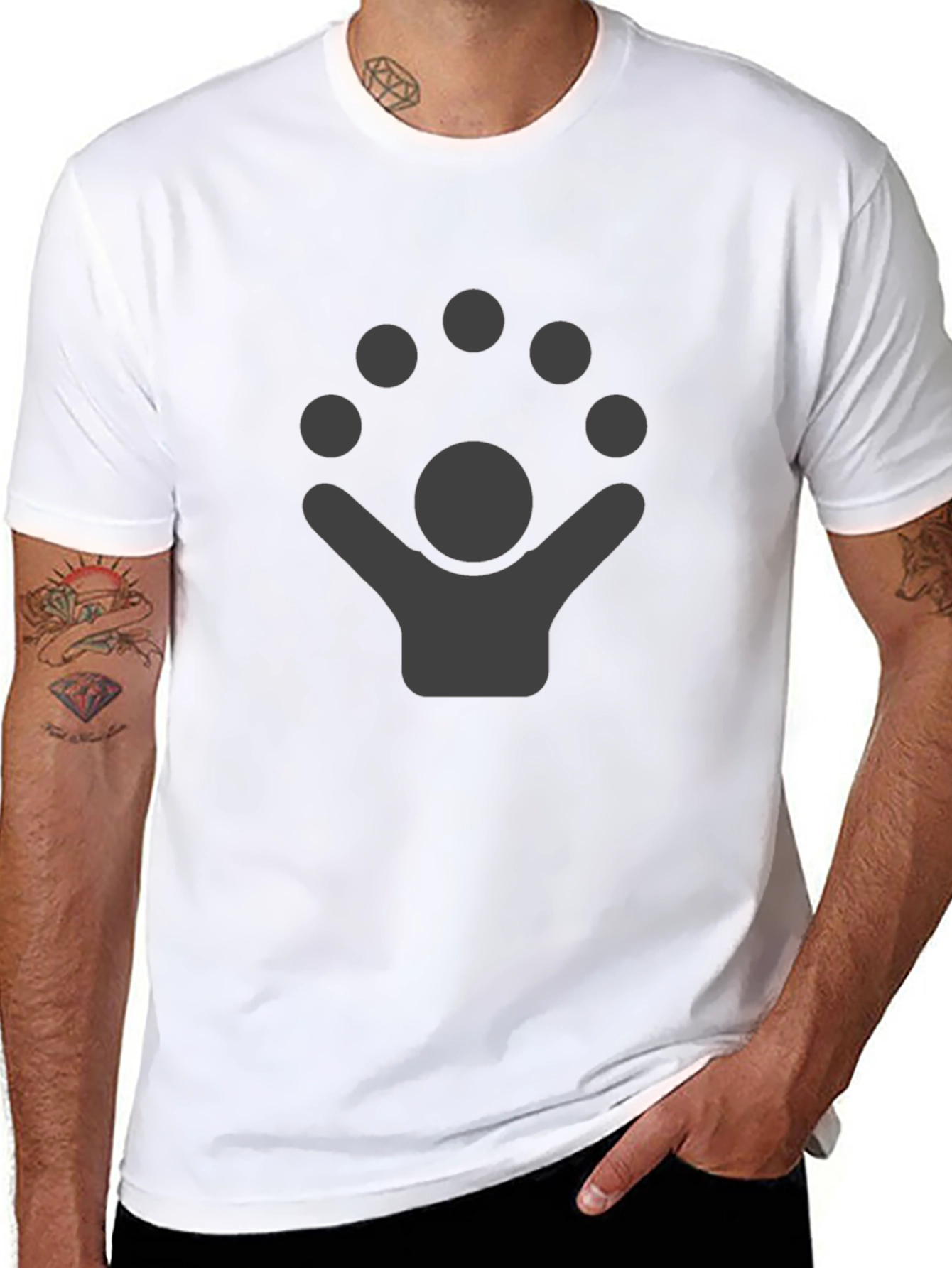 Juggling Person Graphic Tee - Soft Cotton Black Shirt