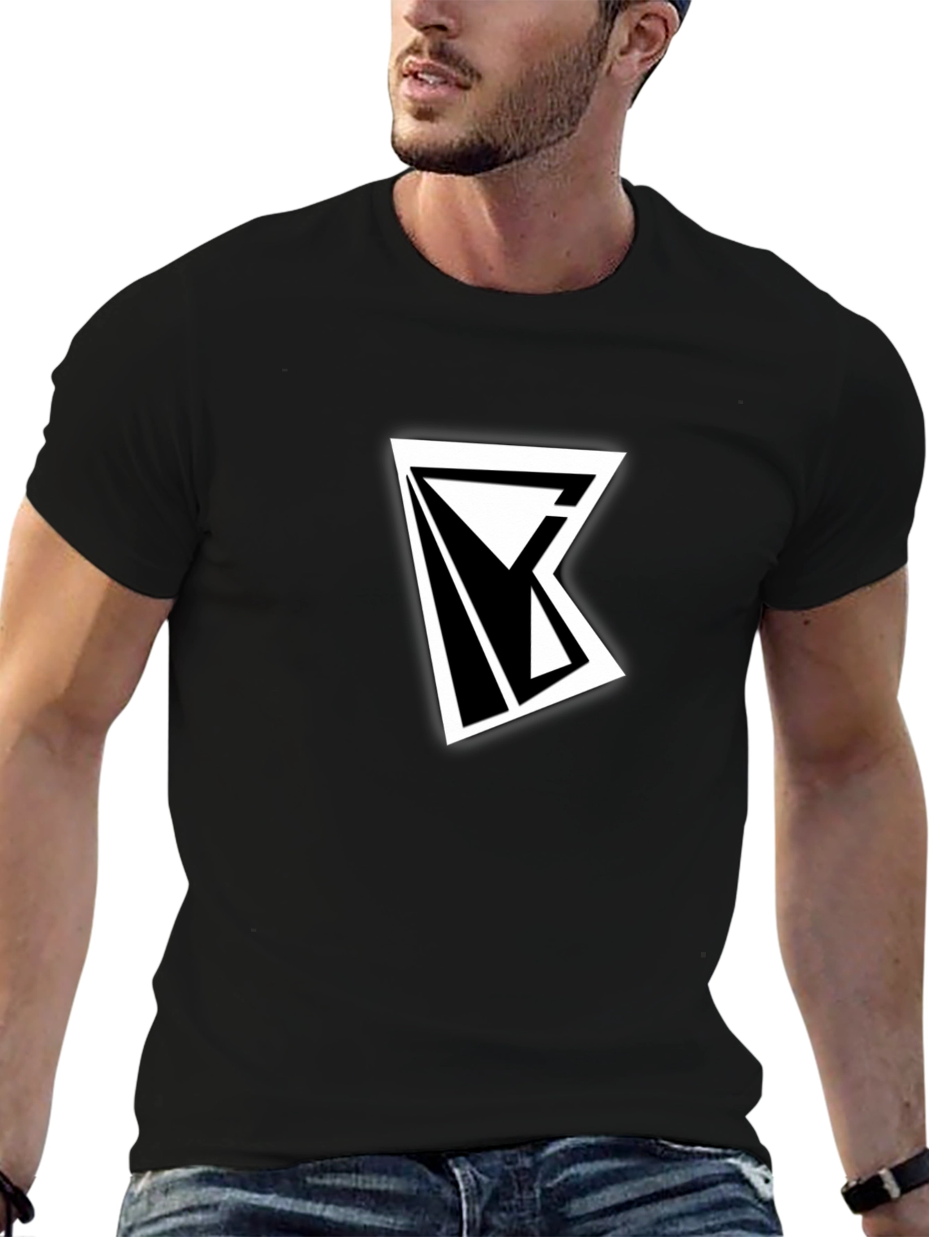 Modern Geometric Black T-Shirt
