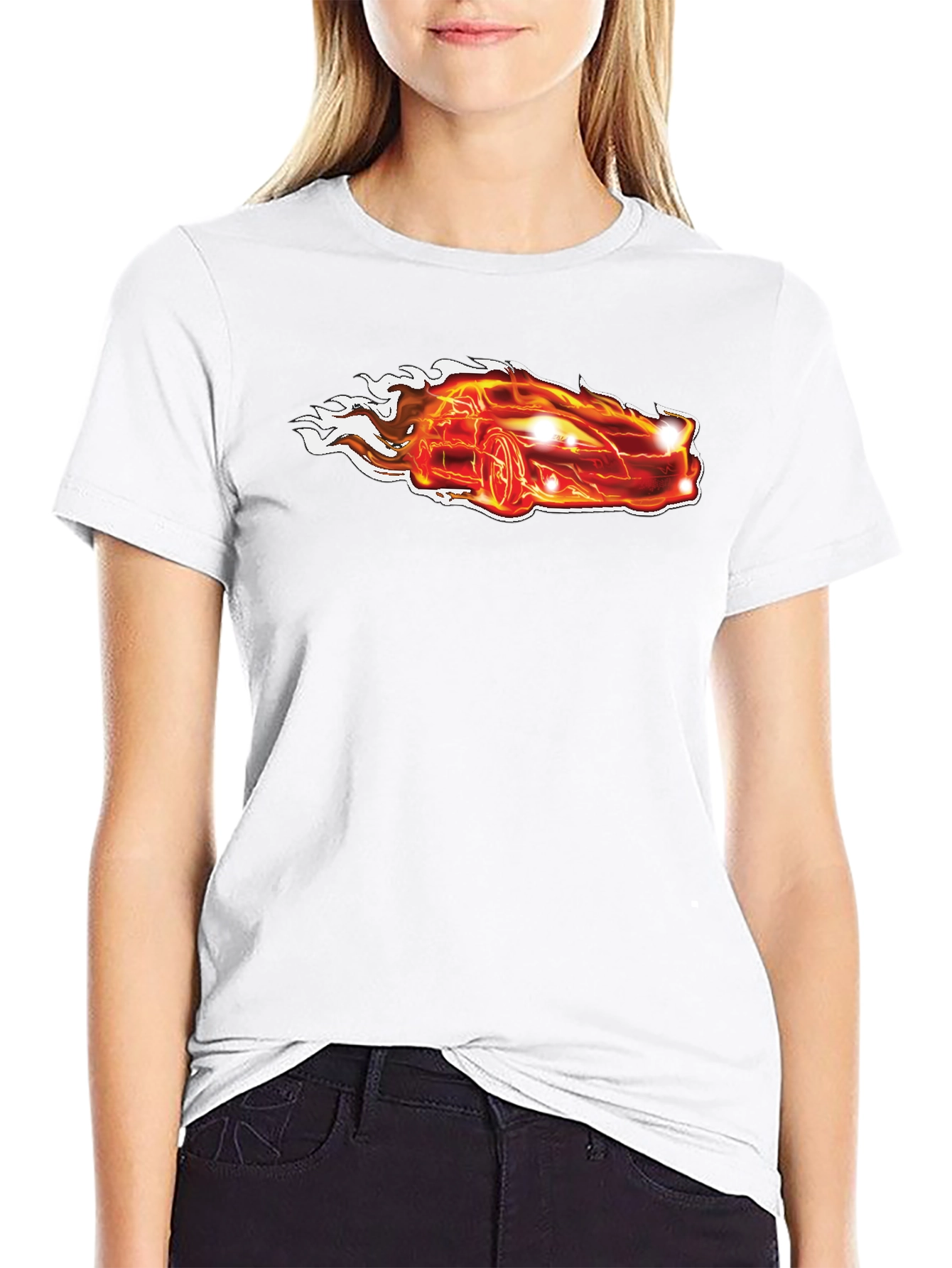 Flaming Hot Car Graphic T-Shirt