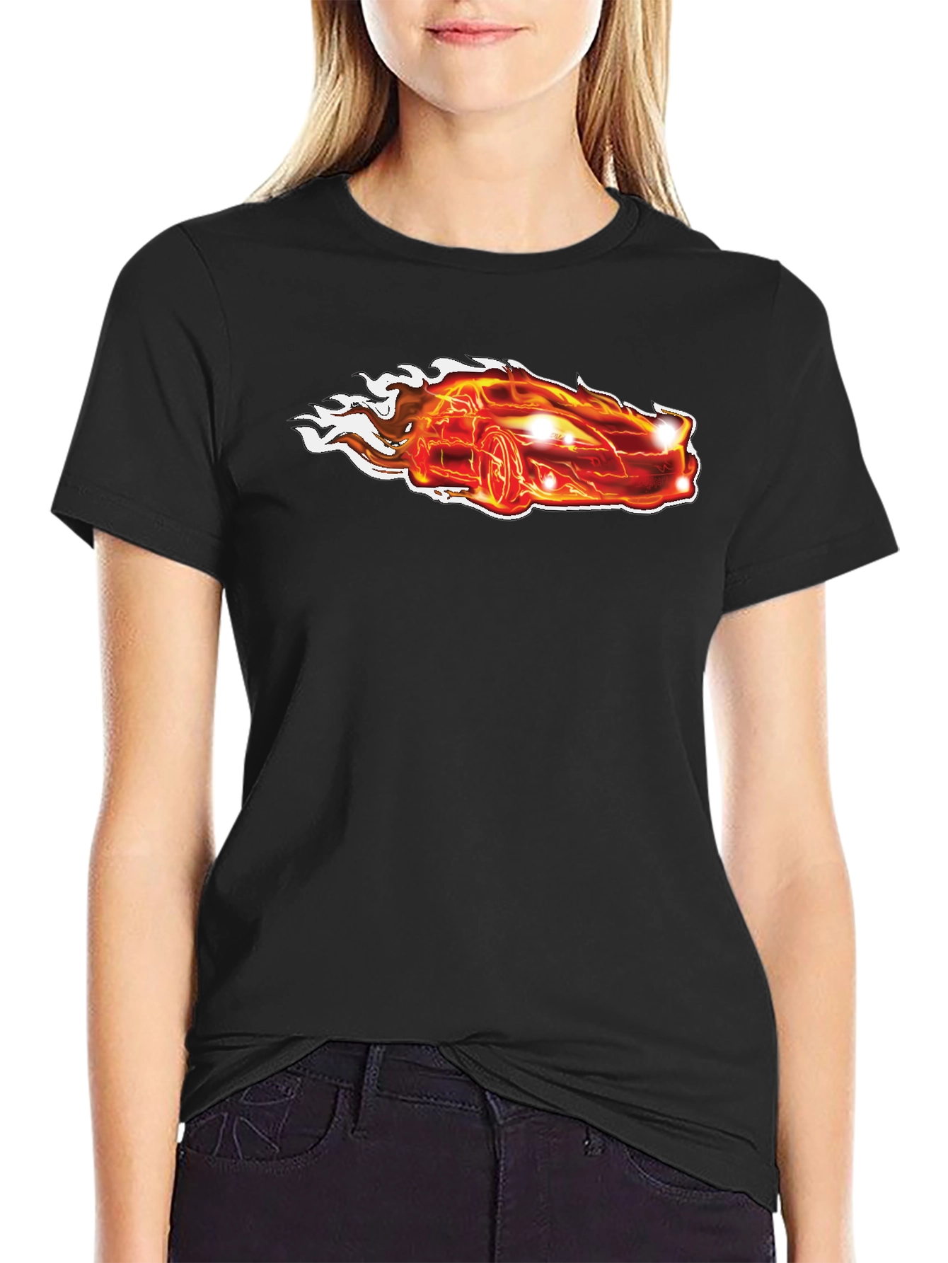 Flaming Hot Car Graphic T-Shirt