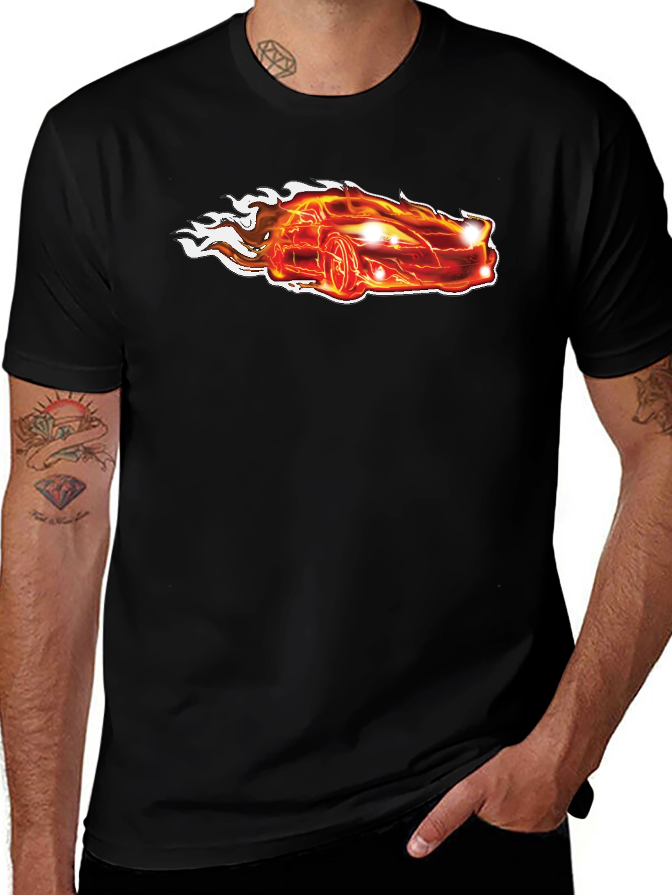 Flaming Hot Car Graphic T-Shirt