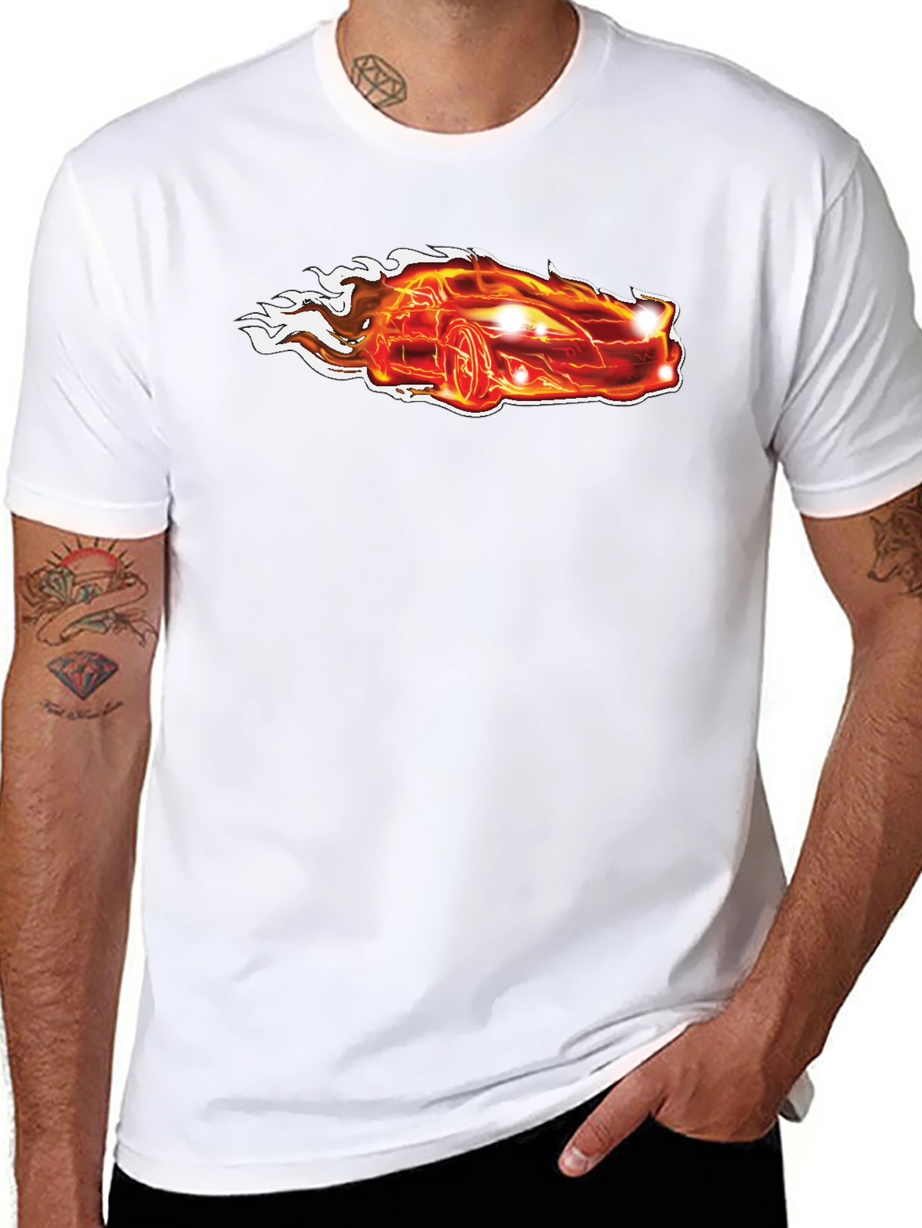 Flaming Hot Car Graphic T-Shirt