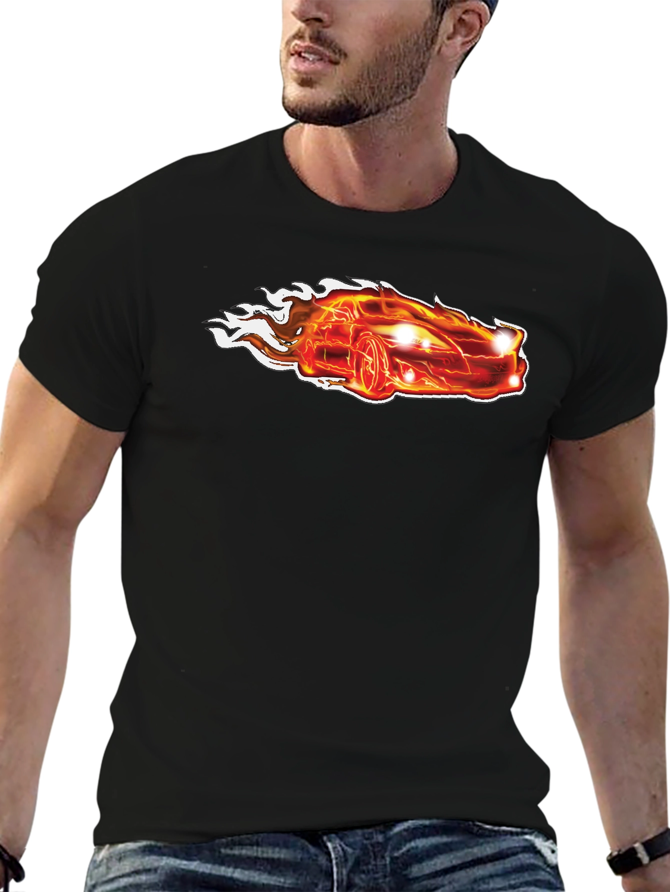 Flaming Hot Car Graphic T-Shirt