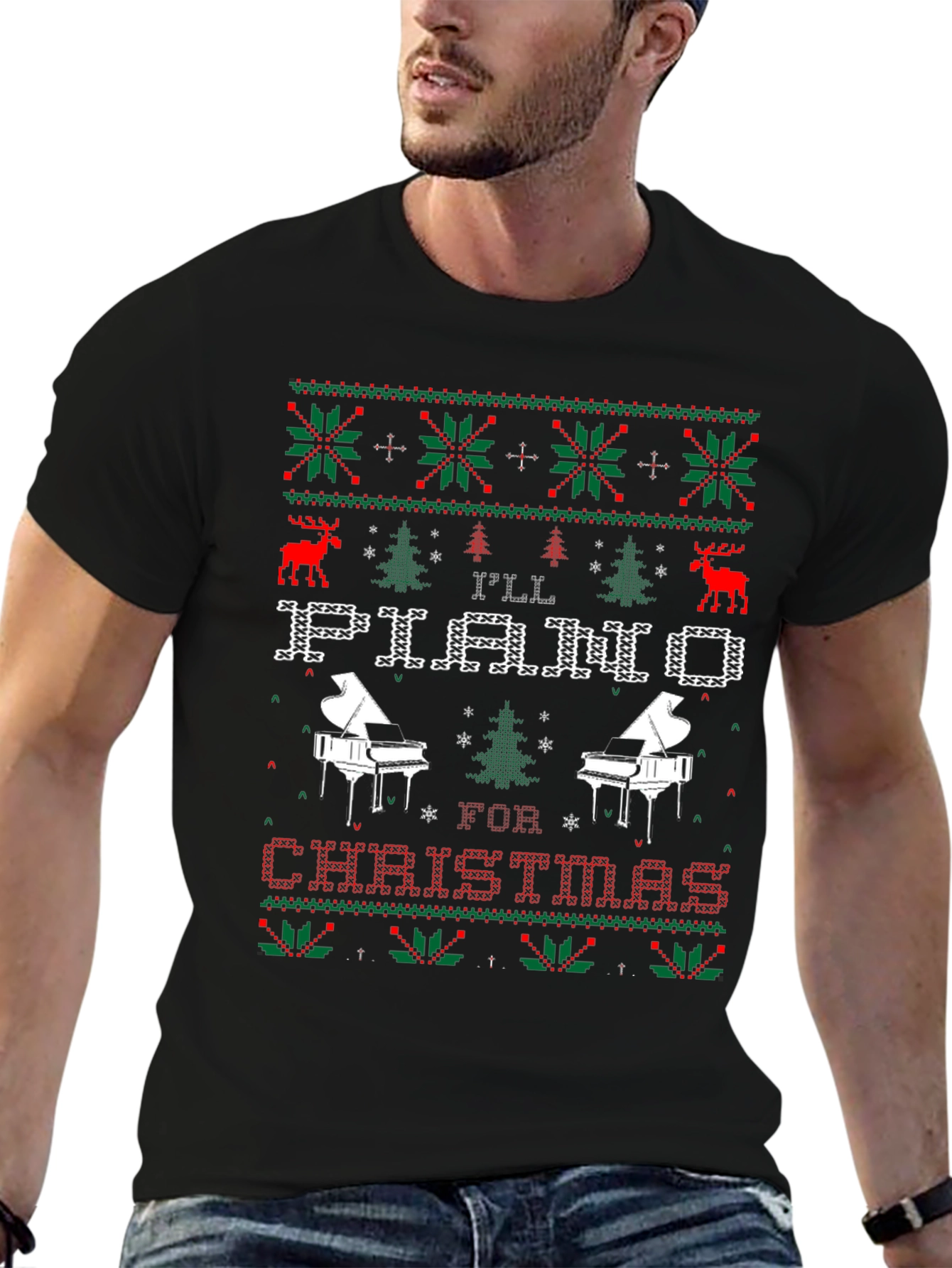 Piano Christmas Ugly Sweater T-Shirt