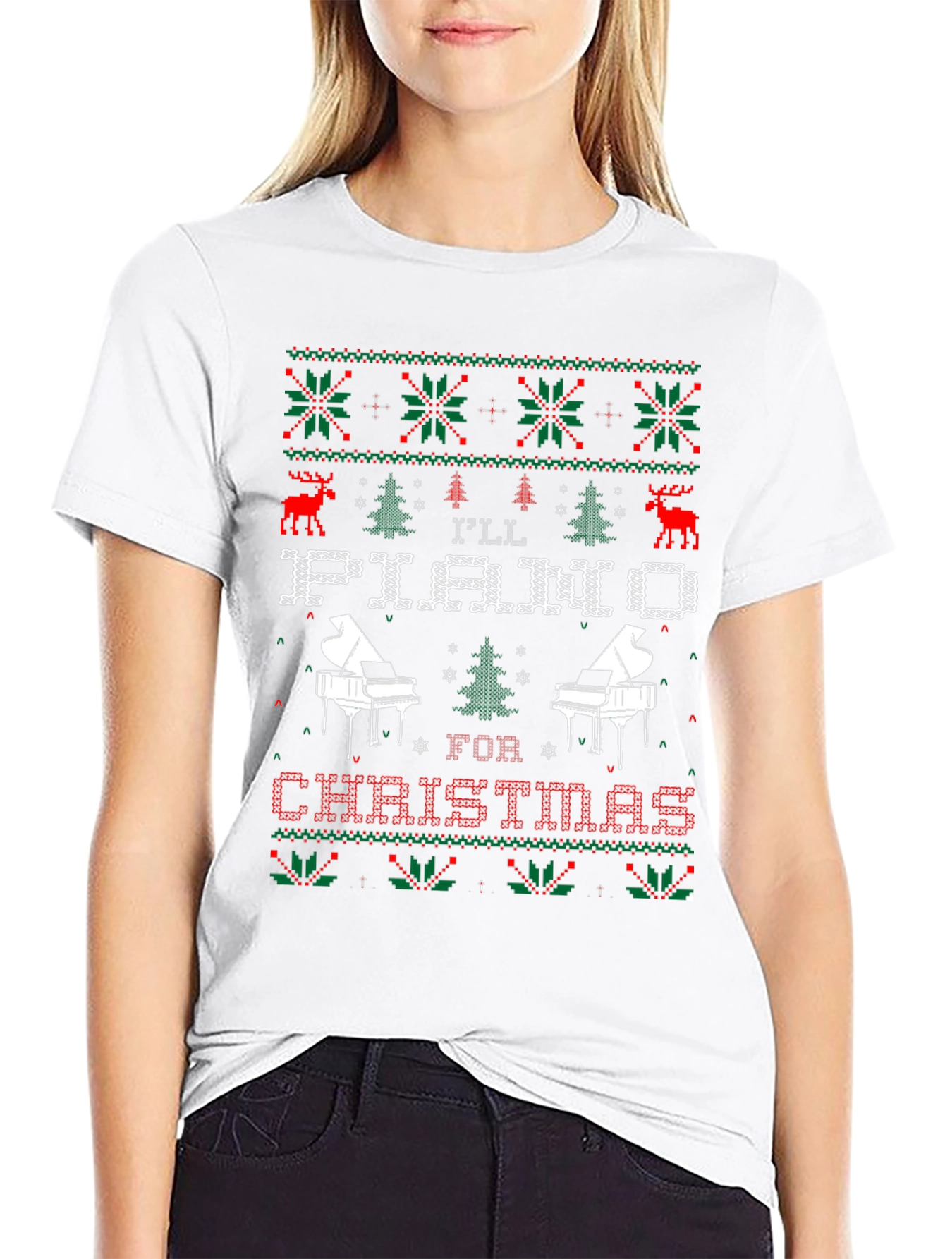 Piano Christmas Ugly Sweater T-Shirt