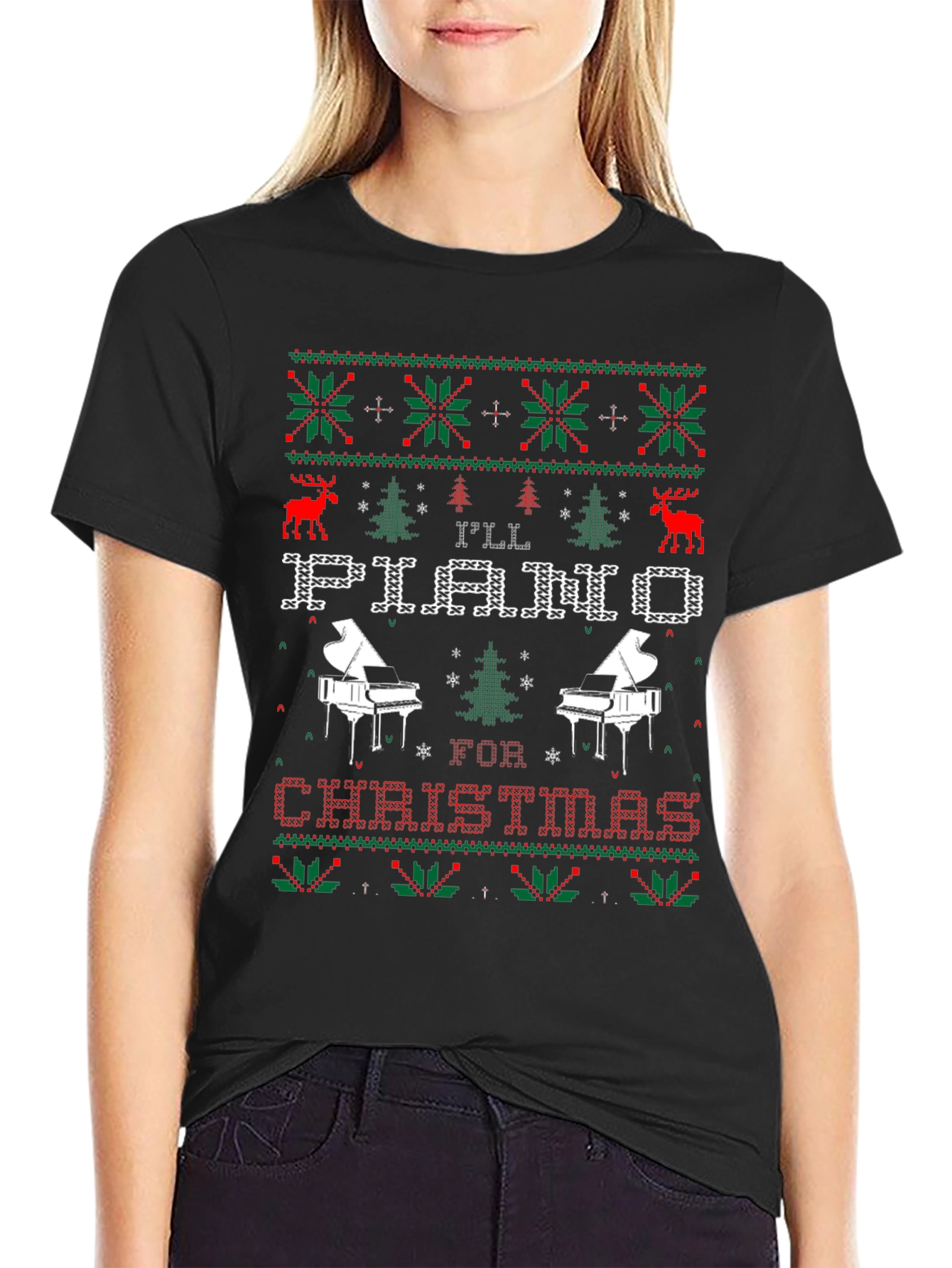 Piano Christmas Ugly Sweater T-Shirt