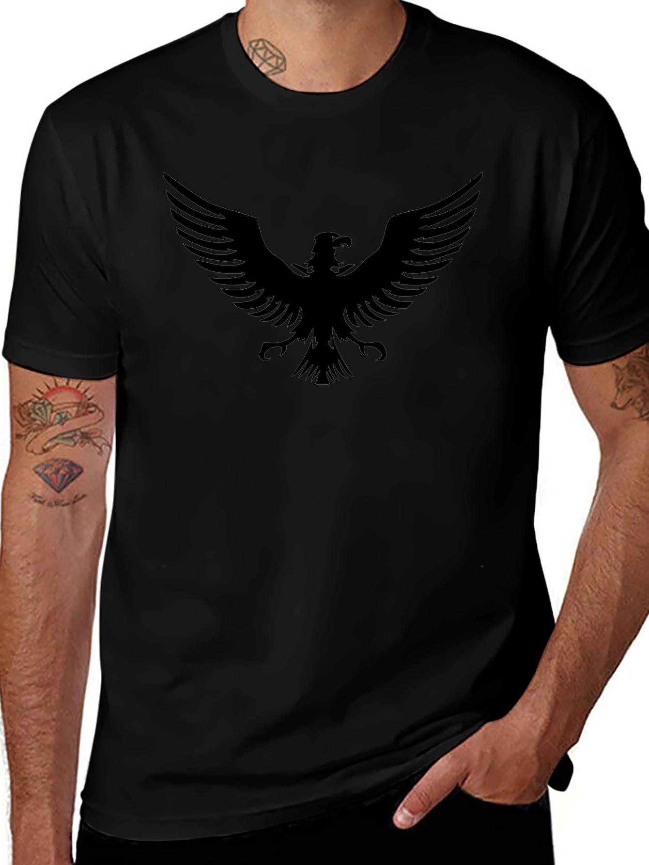 Black Eagle Graphic Tee - Mens Fashion