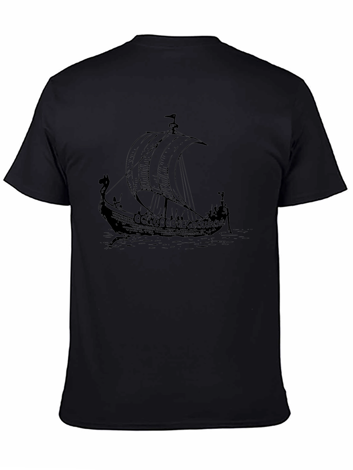 Viking Ship Graphic Tee - Black