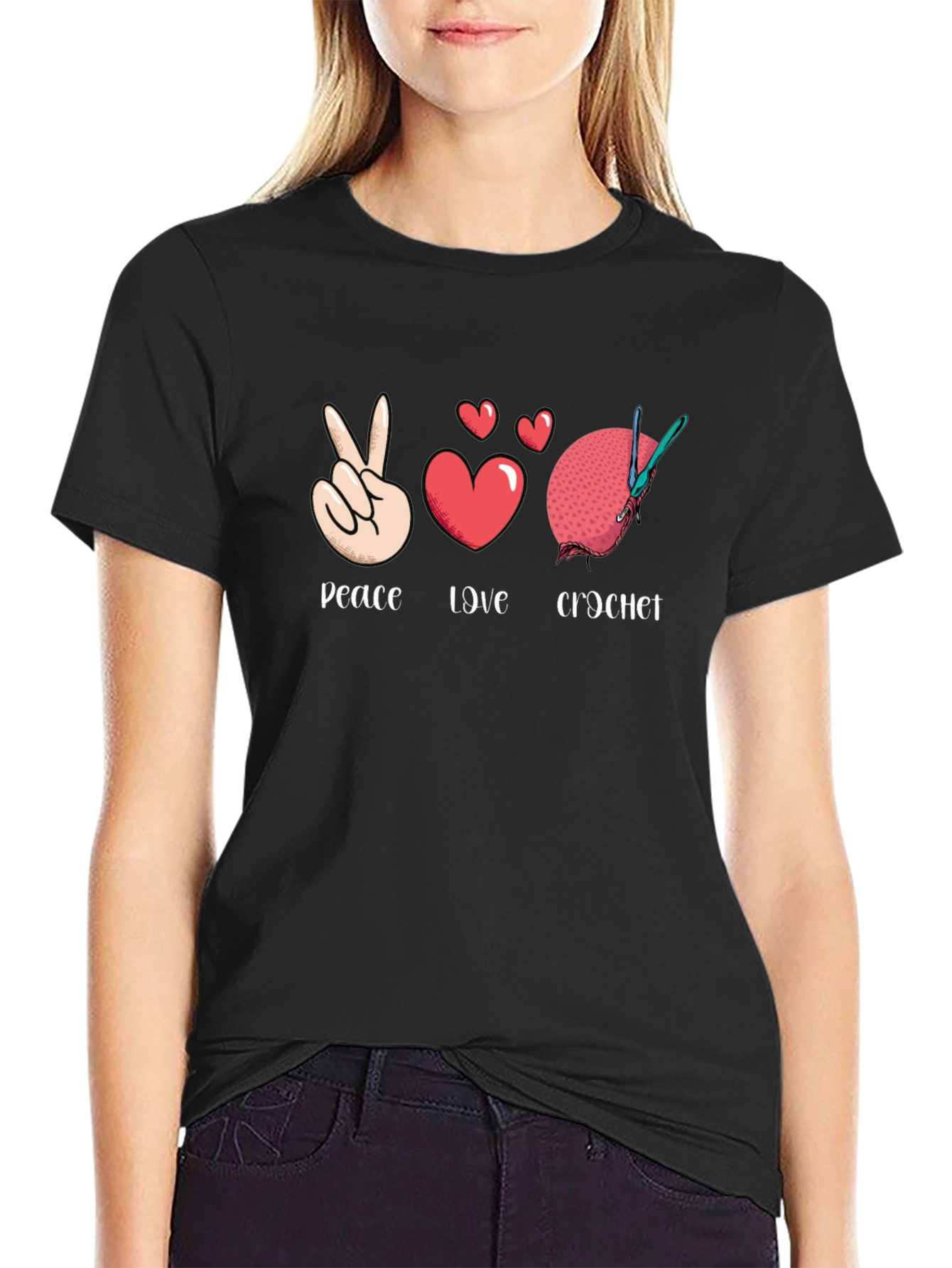 Peace Love Crochet T-Shirt - Hobbyist Apparel
