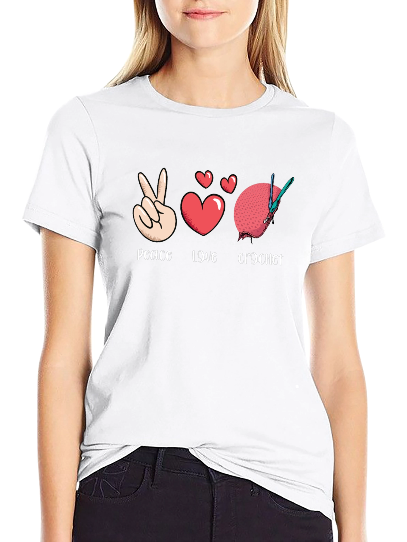 Peace Love Crochet T-Shirt - Hobbyist Apparel