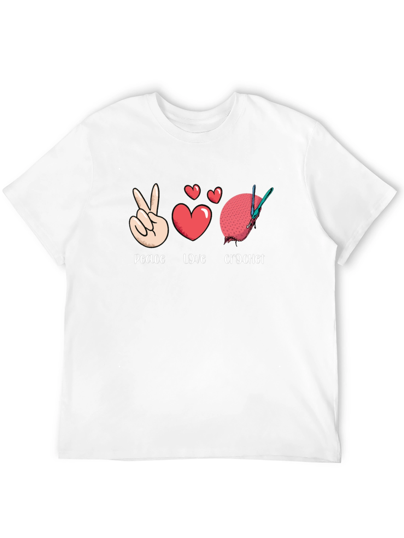 Peace Love Crochet T-Shirt - Hobbyist Apparel