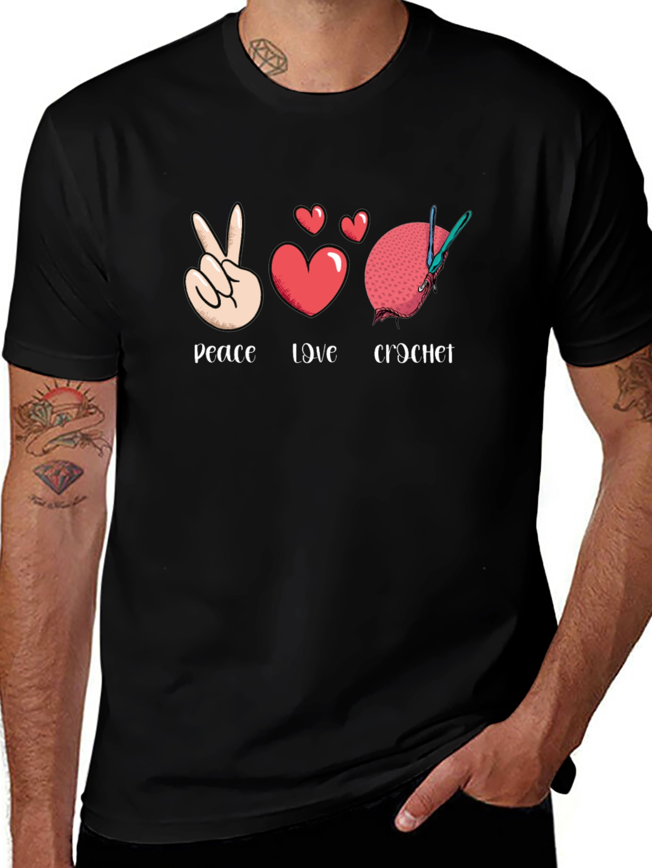 Peace Love Crochet T-Shirt - Hobbyist Apparel