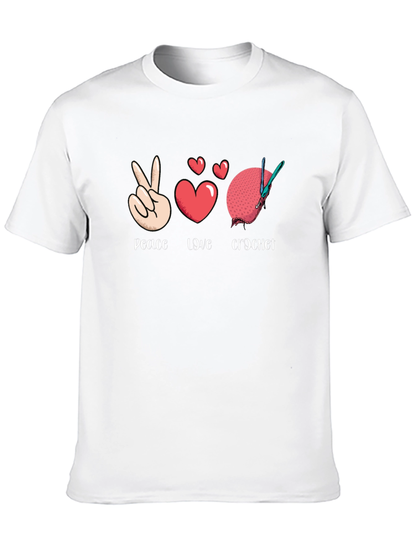 Peace Love Crochet T-Shirt - Hobbyist Apparel