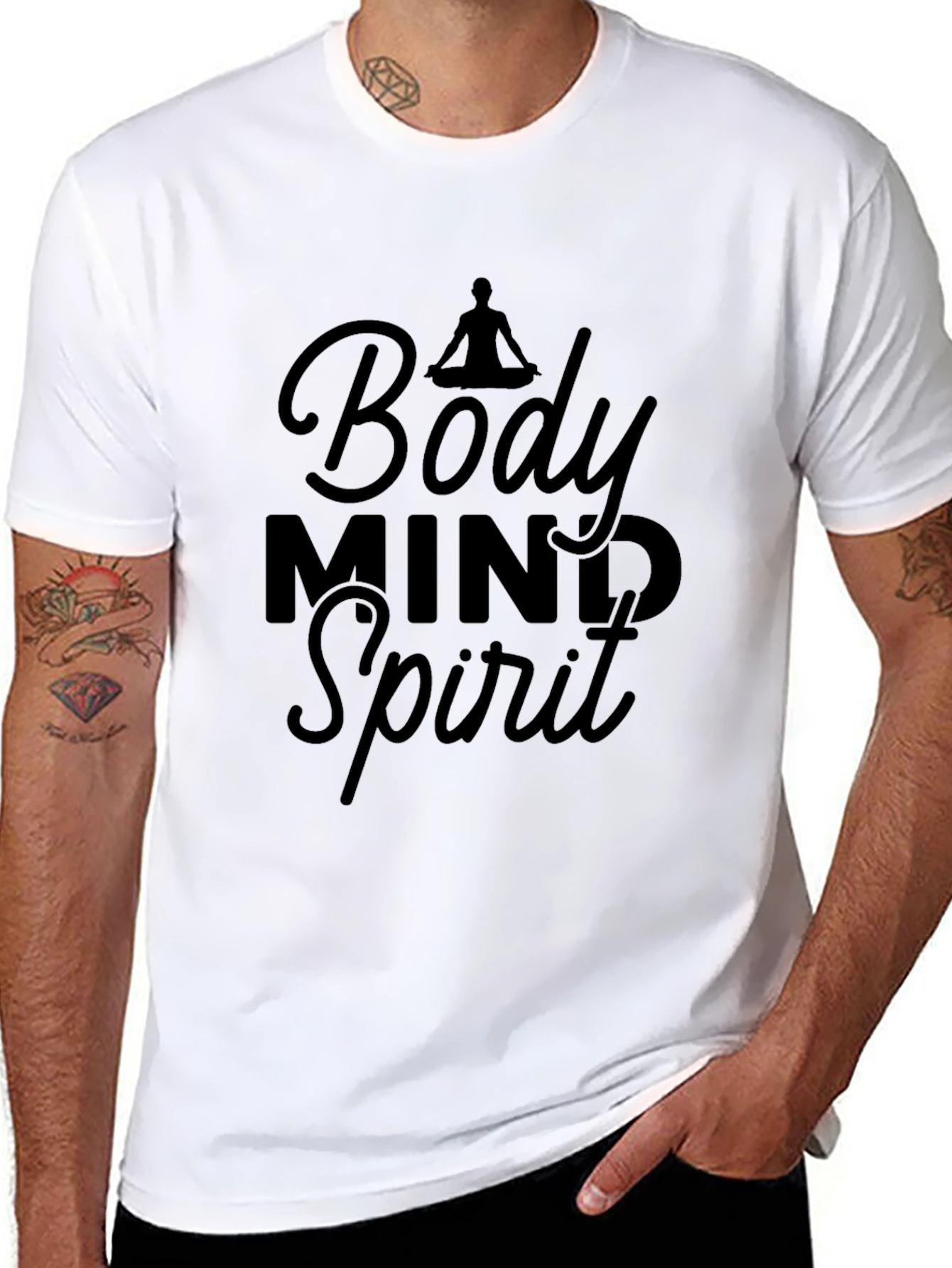 Body Mind Spirit Graphic Black T-Shirt