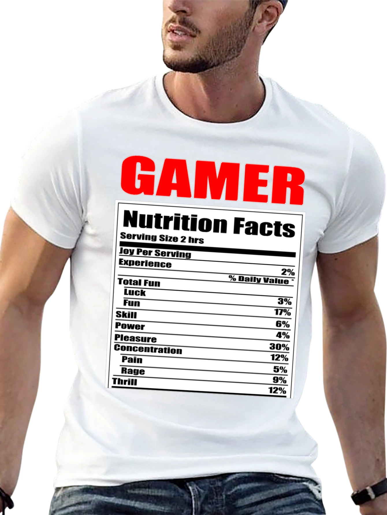 Gamer Nutrition Facts Funny Black T-Shirt