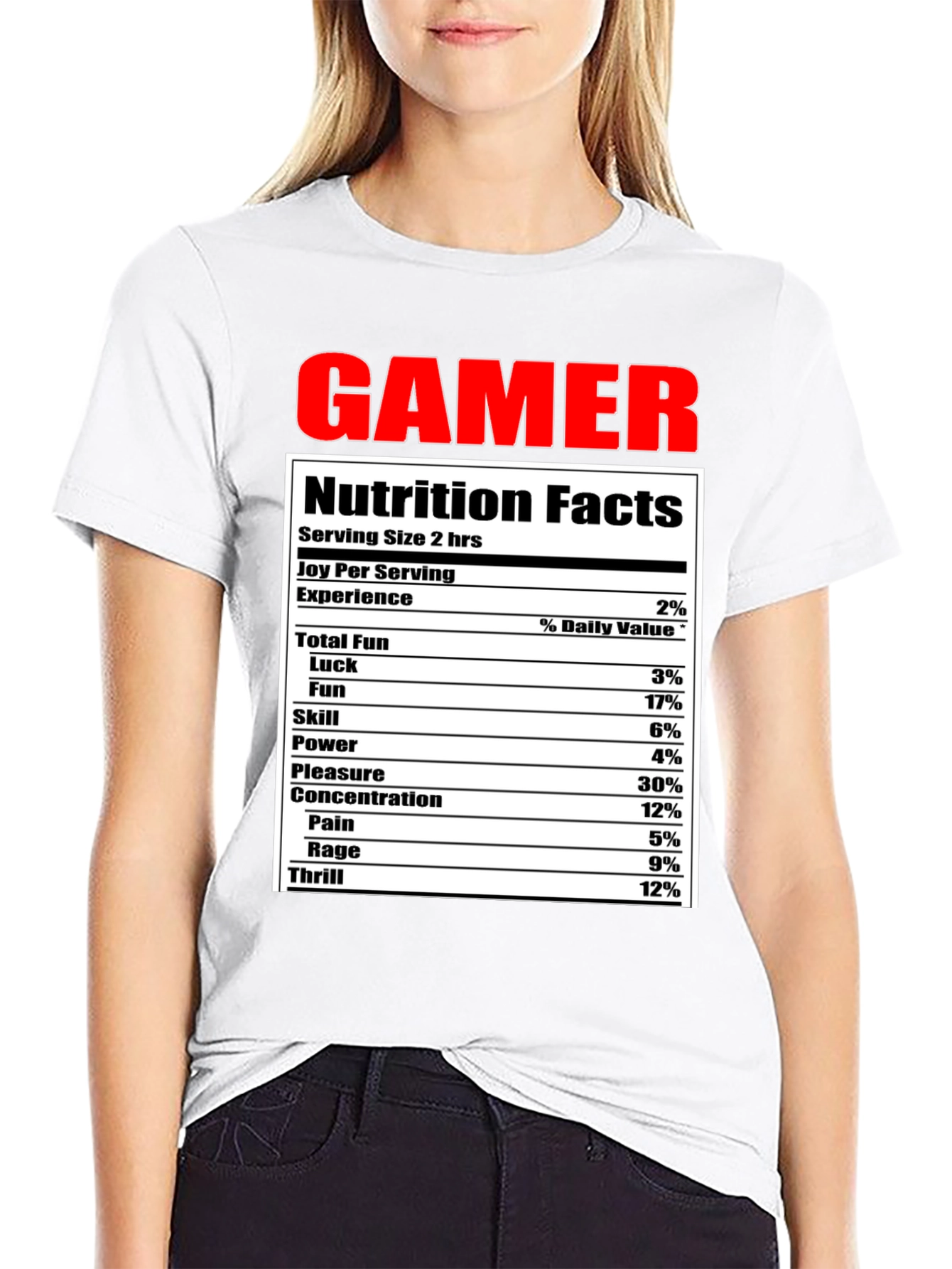 Gamer Nutrition Facts Funny Black T-Shirt