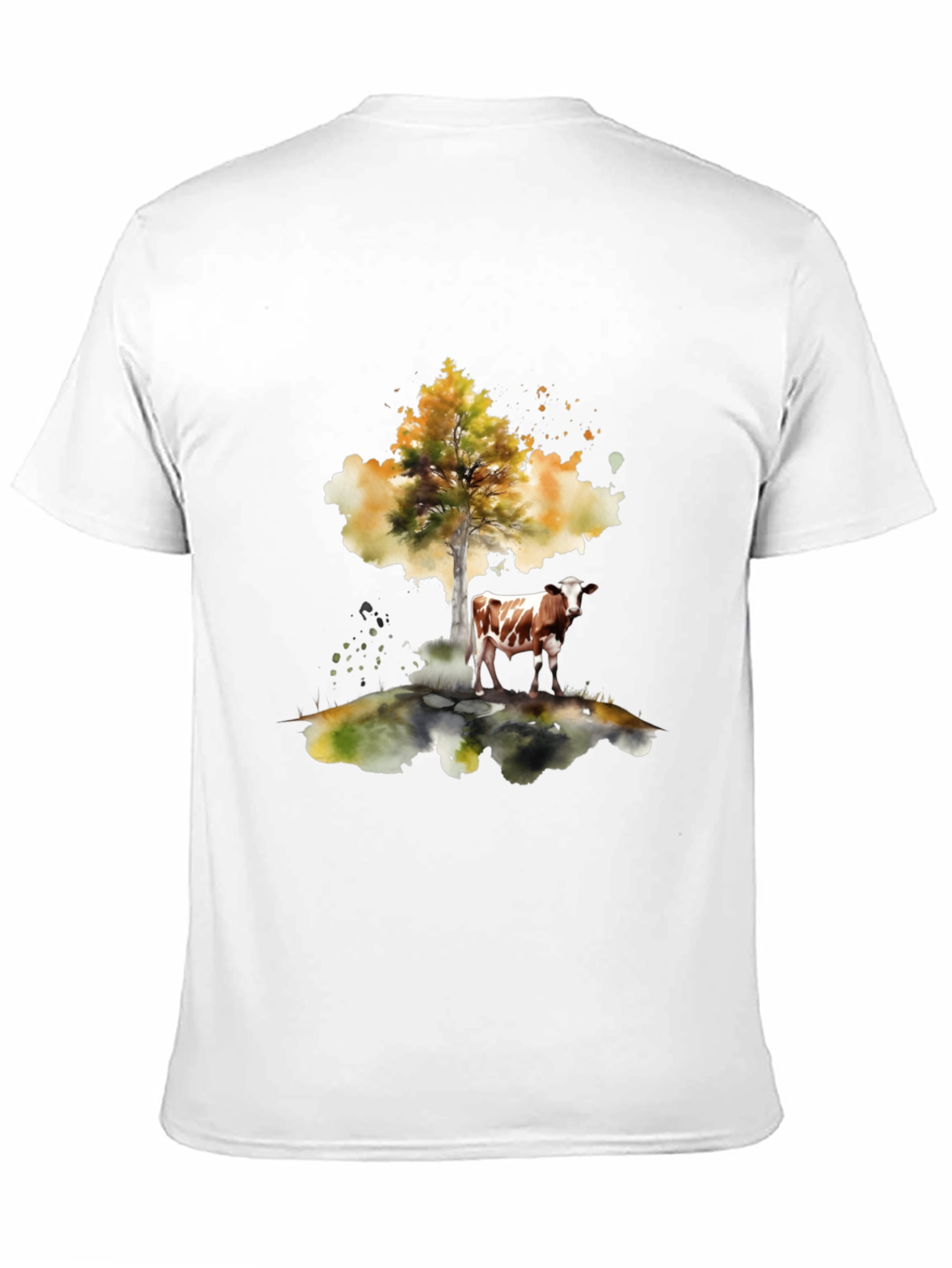 Cow Under Tree Black T-Shirt