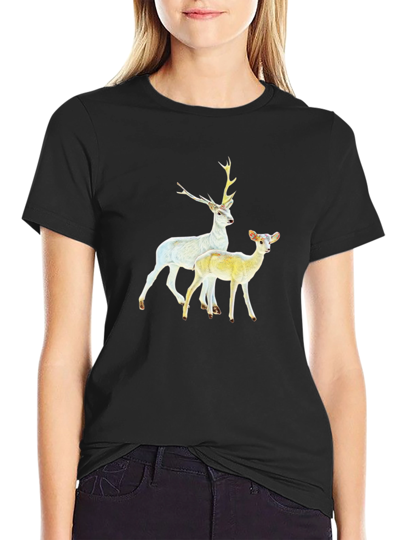Deer Graphic Black T-Shirt