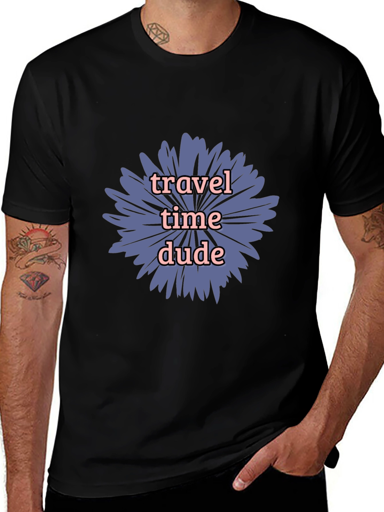 Travel Time Dude Graphic Tee - Black