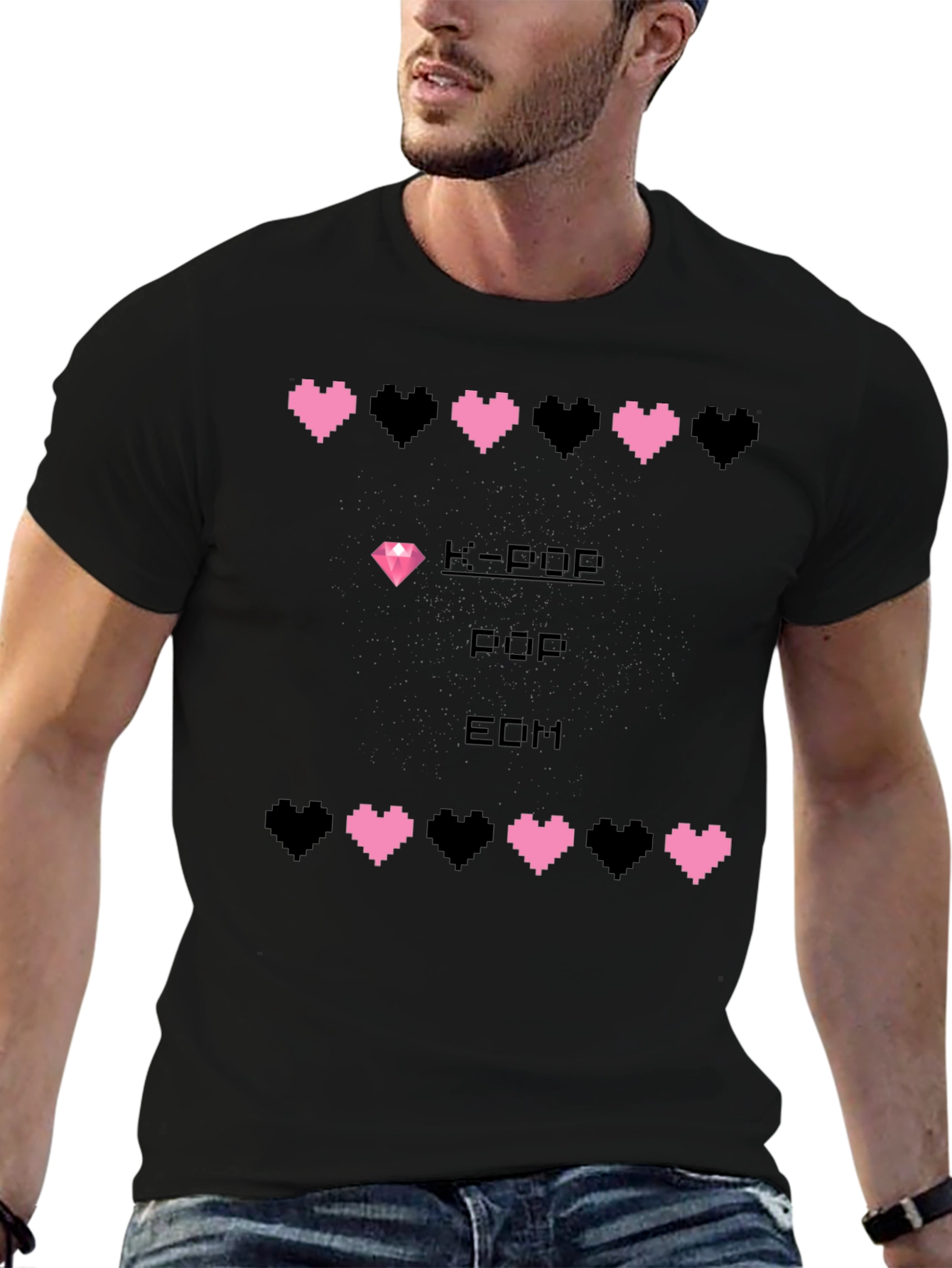 K-Pop EDM Pixel Heart Gamer Style T-Shirt