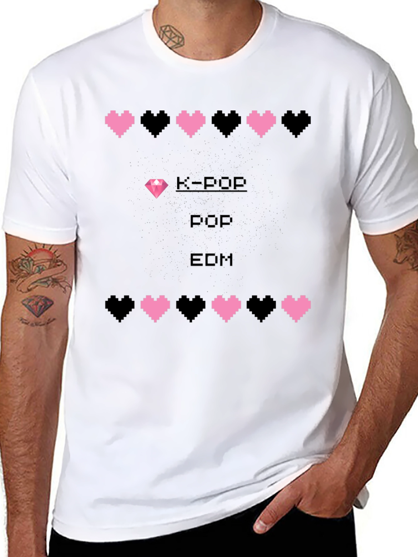 K-Pop EDM Pixel Heart Gamer Style T-Shirt