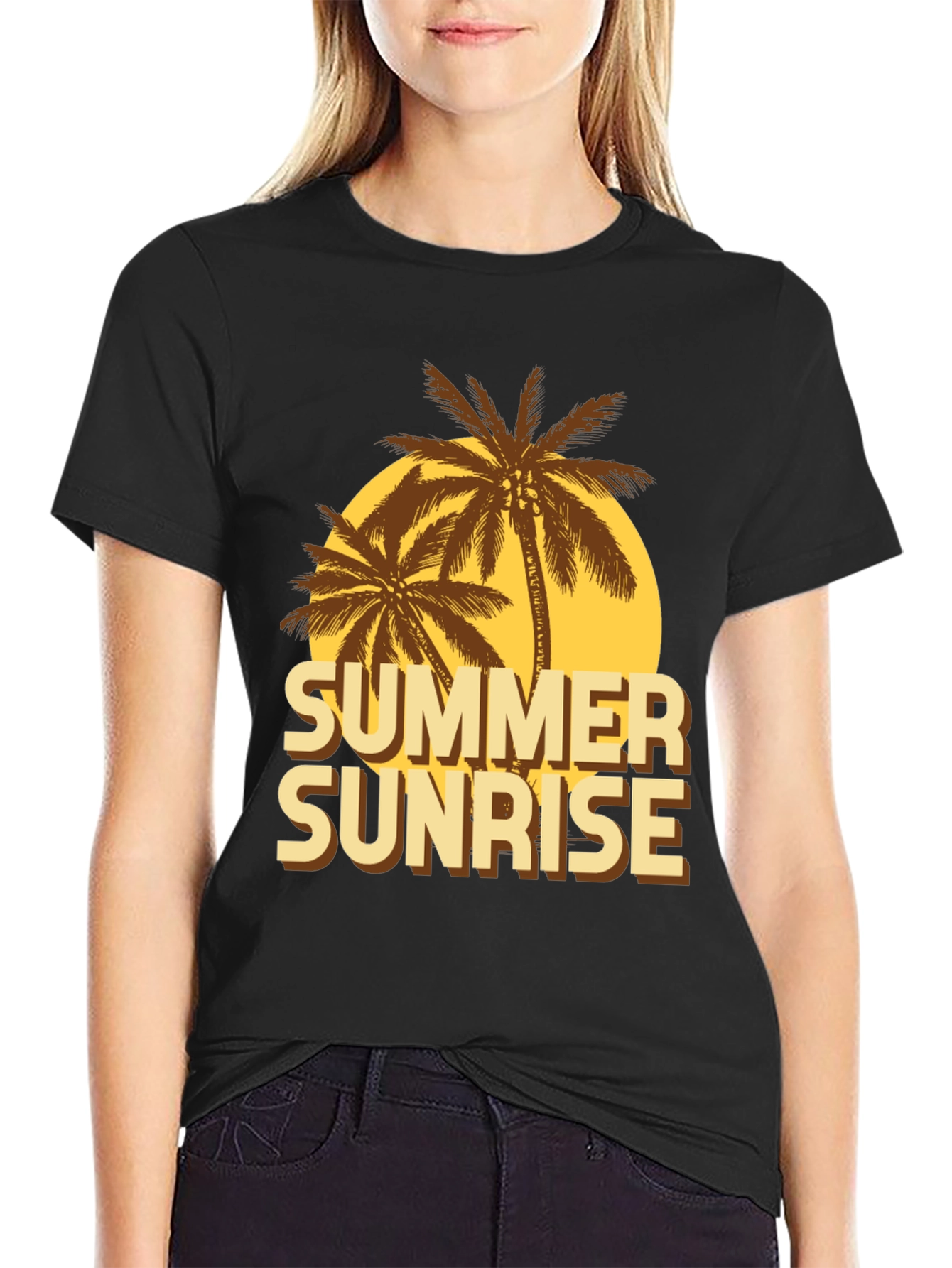 Summer Sunrise Graphic T-Shirt - Tropical Palm Design